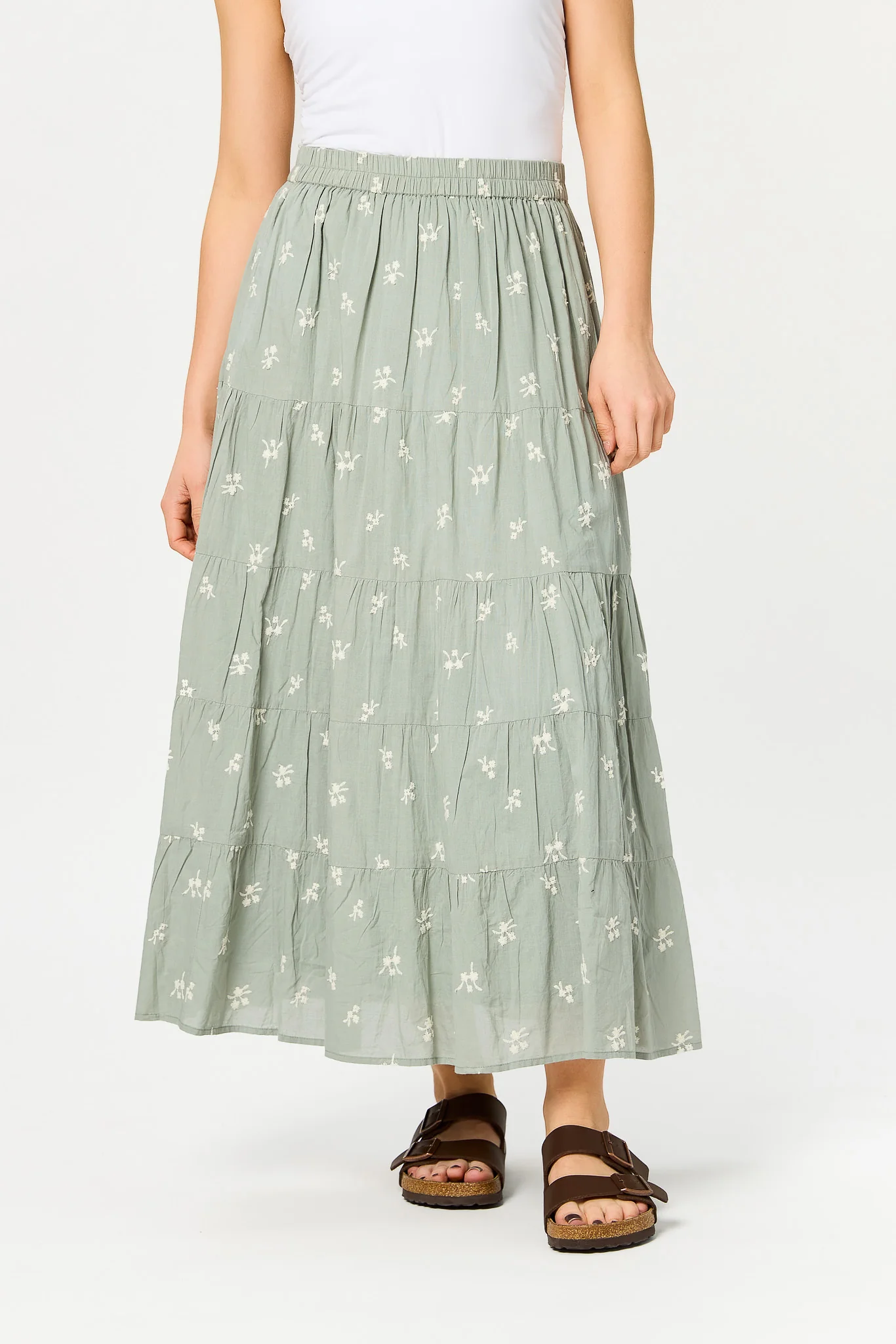 Embroidered Tiered Maxi Skirt - Image 3