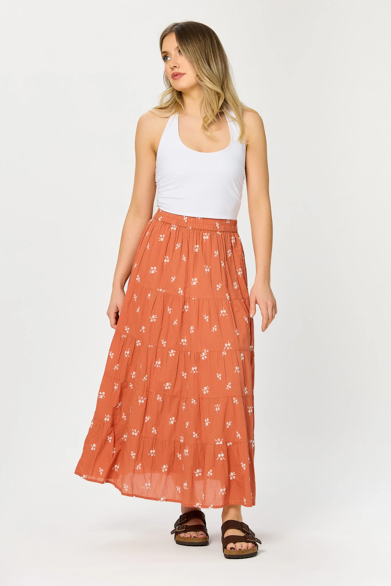 Embroidered Tiered Maxi Skirt - Image 4