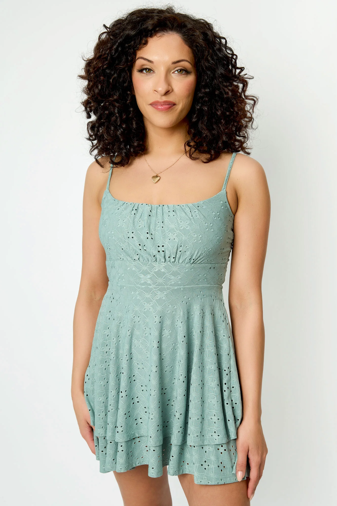 Eyelet Spaghetti Strap Scoop-Neck Dress with Tie-Back - Image 6