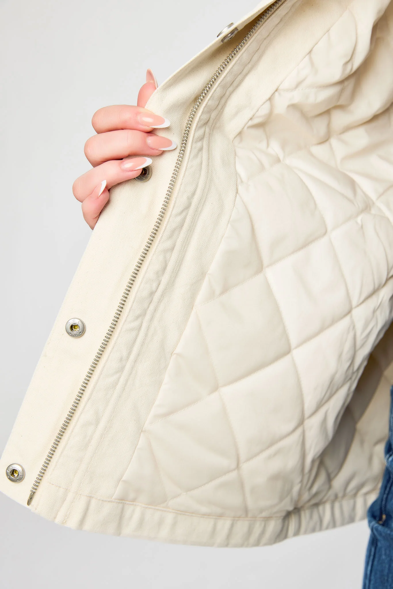 Faux-Leather Collar Canvas Barn Jacket - Image 6
