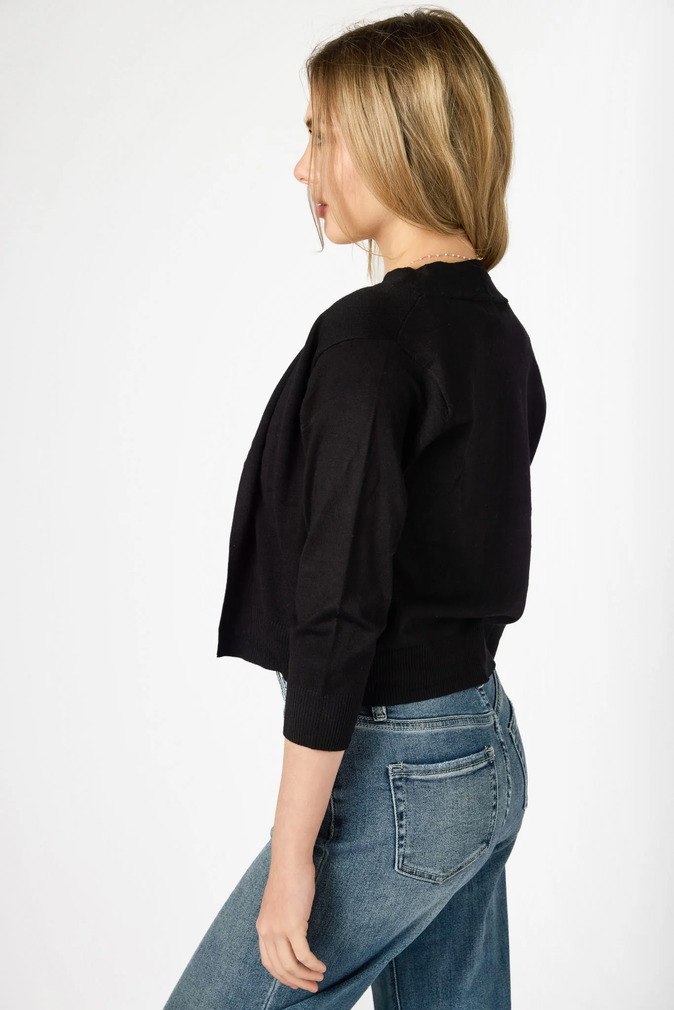 Fine Gauge 3/4 Sleeve Cardigan - Image 4