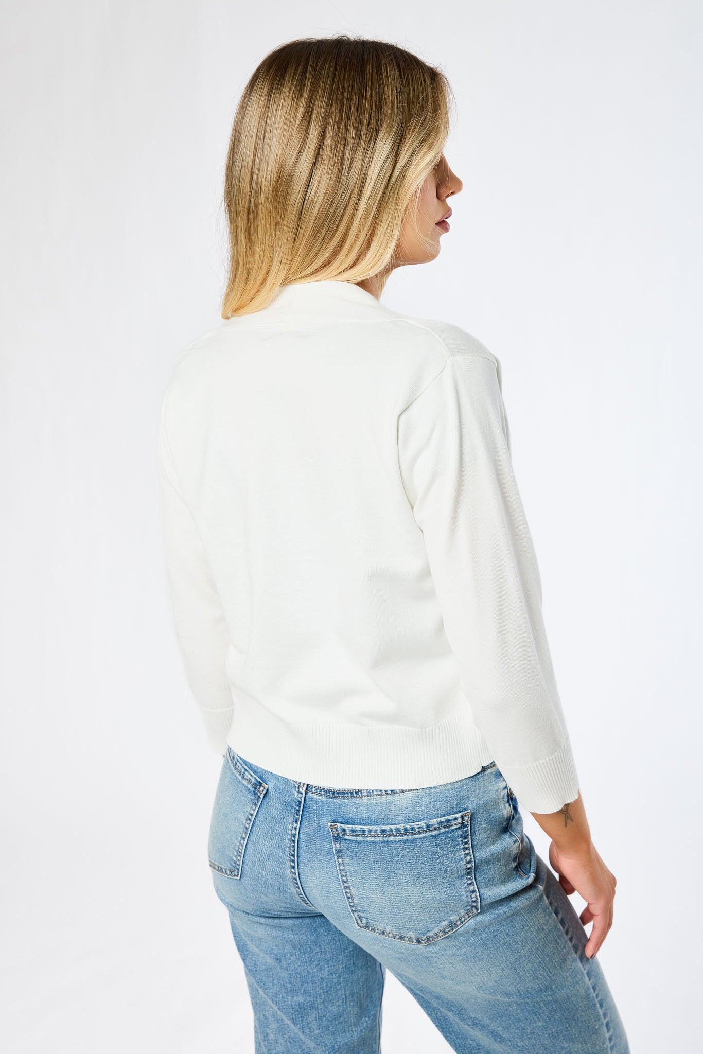 Fine Gauge 3/4 Sleeve Cardigan - Image 6