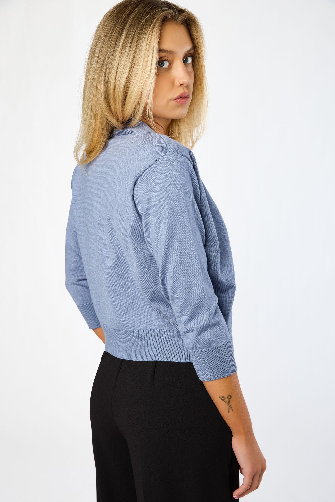 Fine Gauge 3/4 Sleeve Cardigan - Image 8