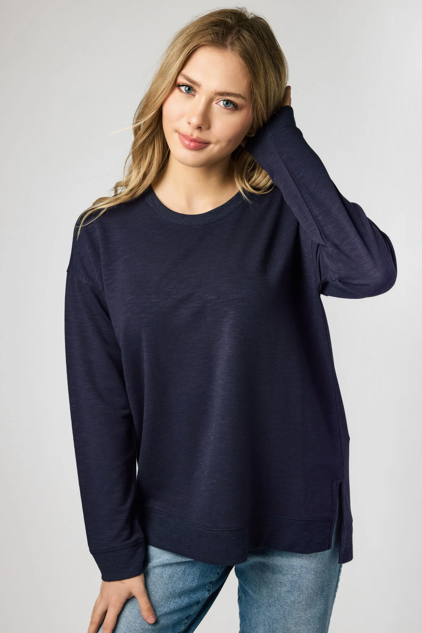 Fleece Sweatshirt with Side Slits - Image 11