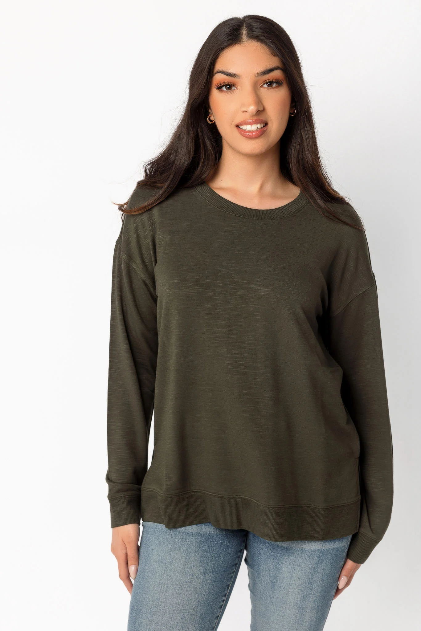 Fleece Sweatshirt with Side Slits - Image 13