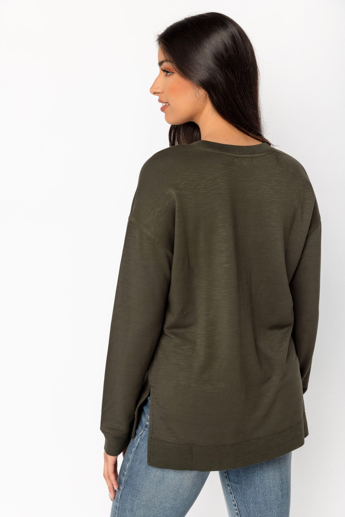 Fleece Sweatshirt with Side Slits - Image 14