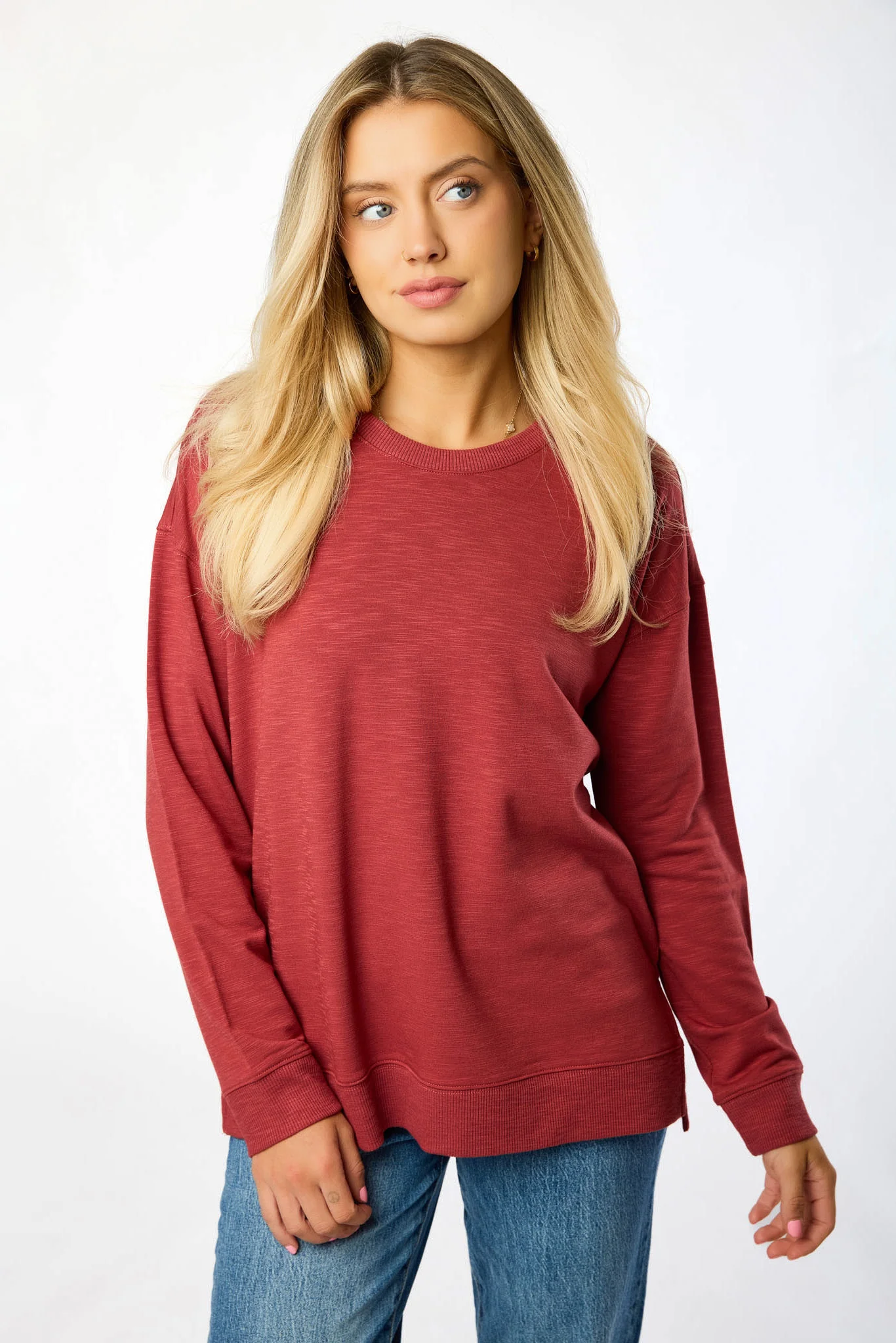 Fleece Sweatshirt with Side Slits - Image 17