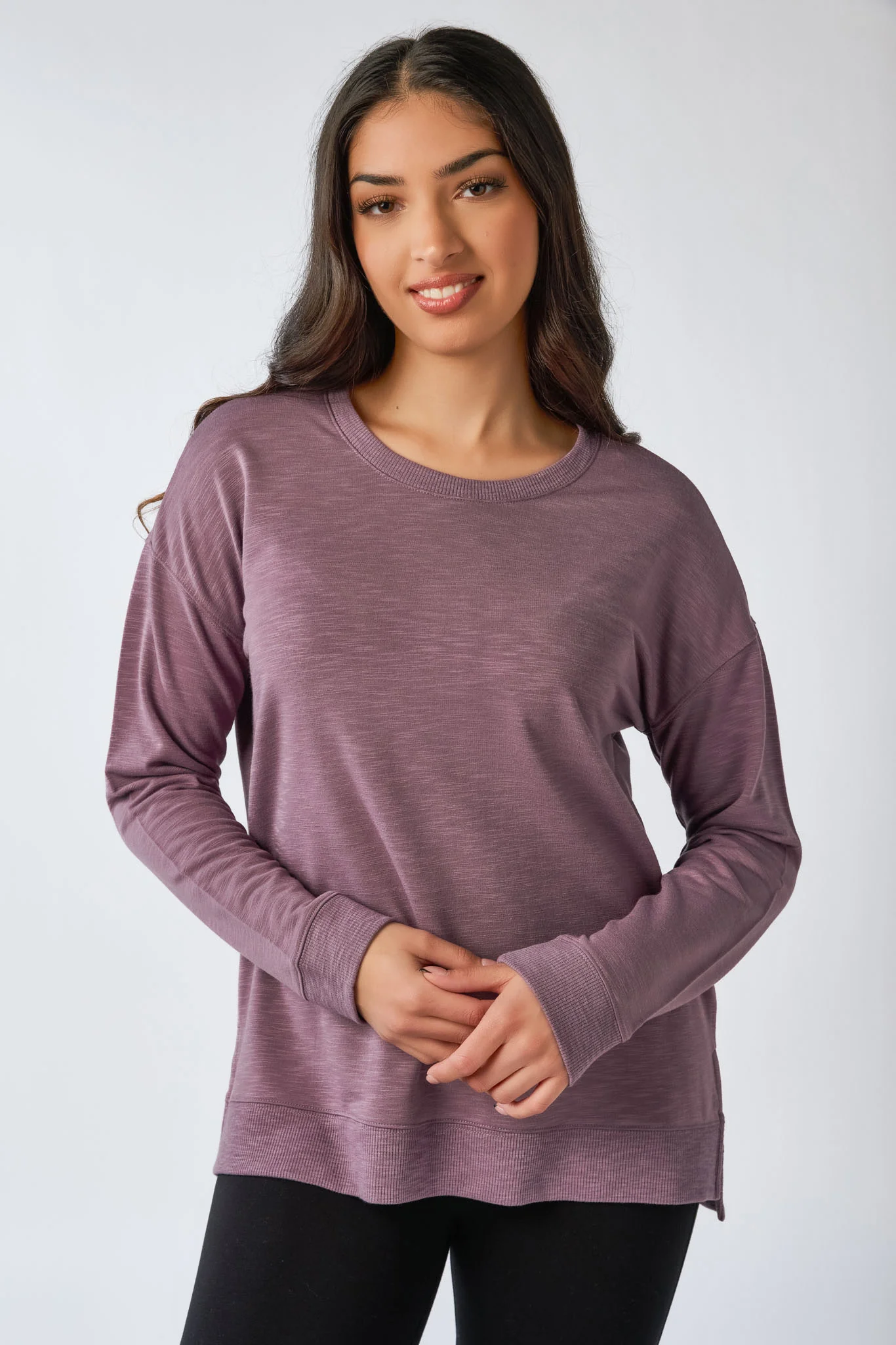 Fleece Sweatshirt with Side Slits - Image 21