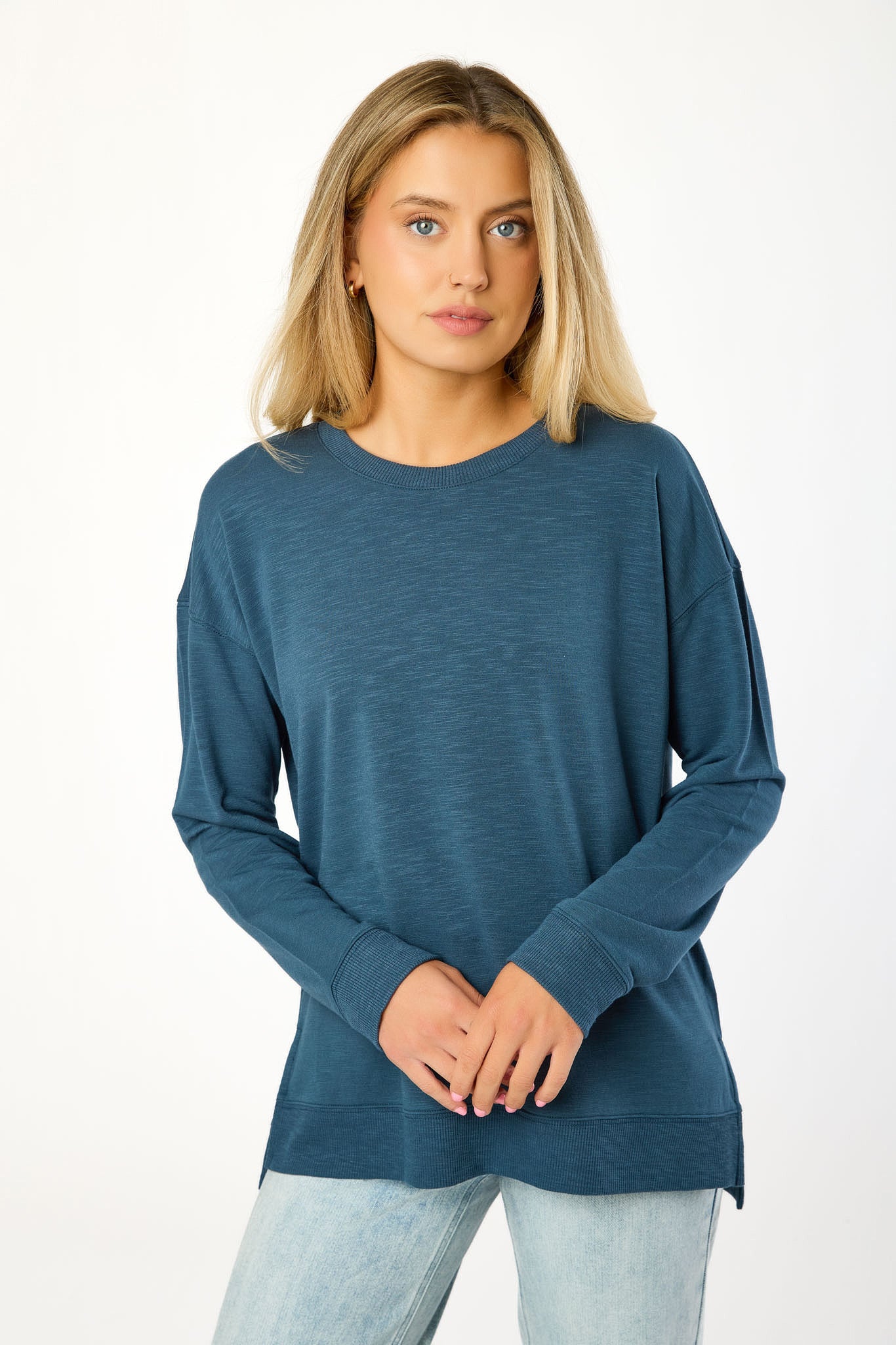 Fleece Sweatshirt with Side Slits - Image 23