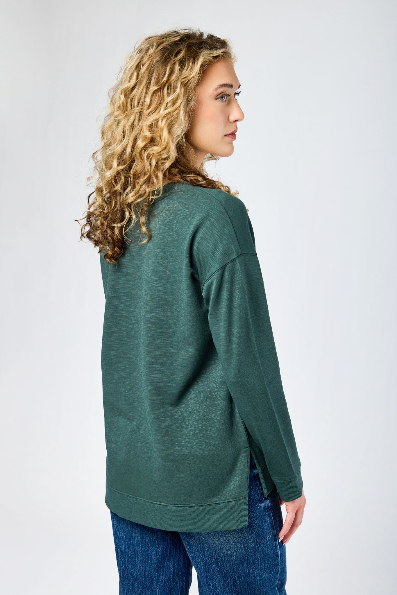 Fleece Sweatshirt with Side Slits - Image 5