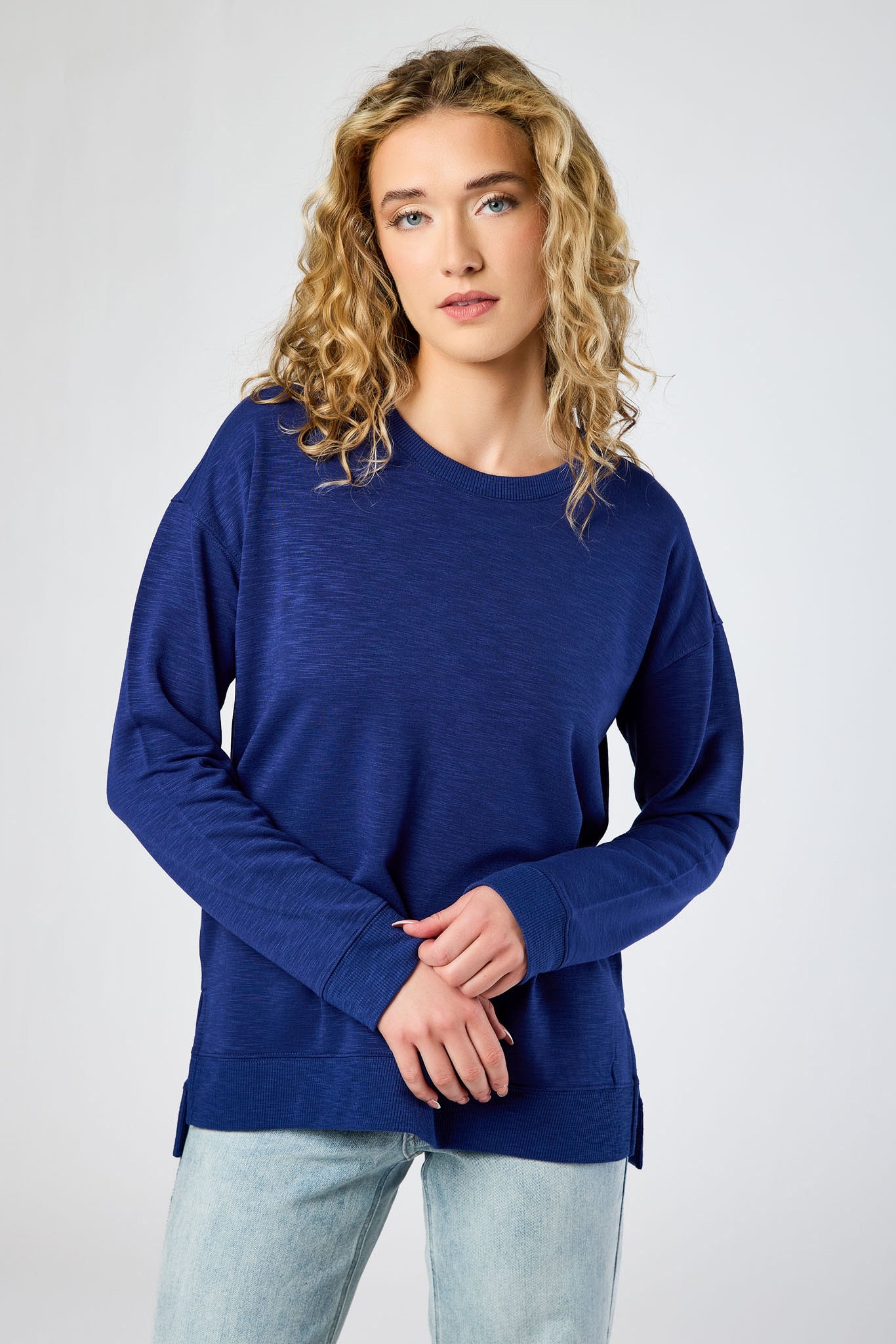 Fleece Sweatshirt with Side Slits - Image 6