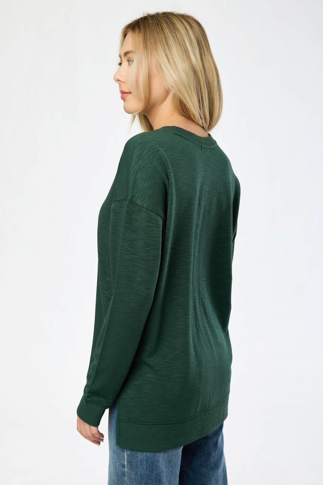 Fleece Sweatshirt with Side Slits - Image 9