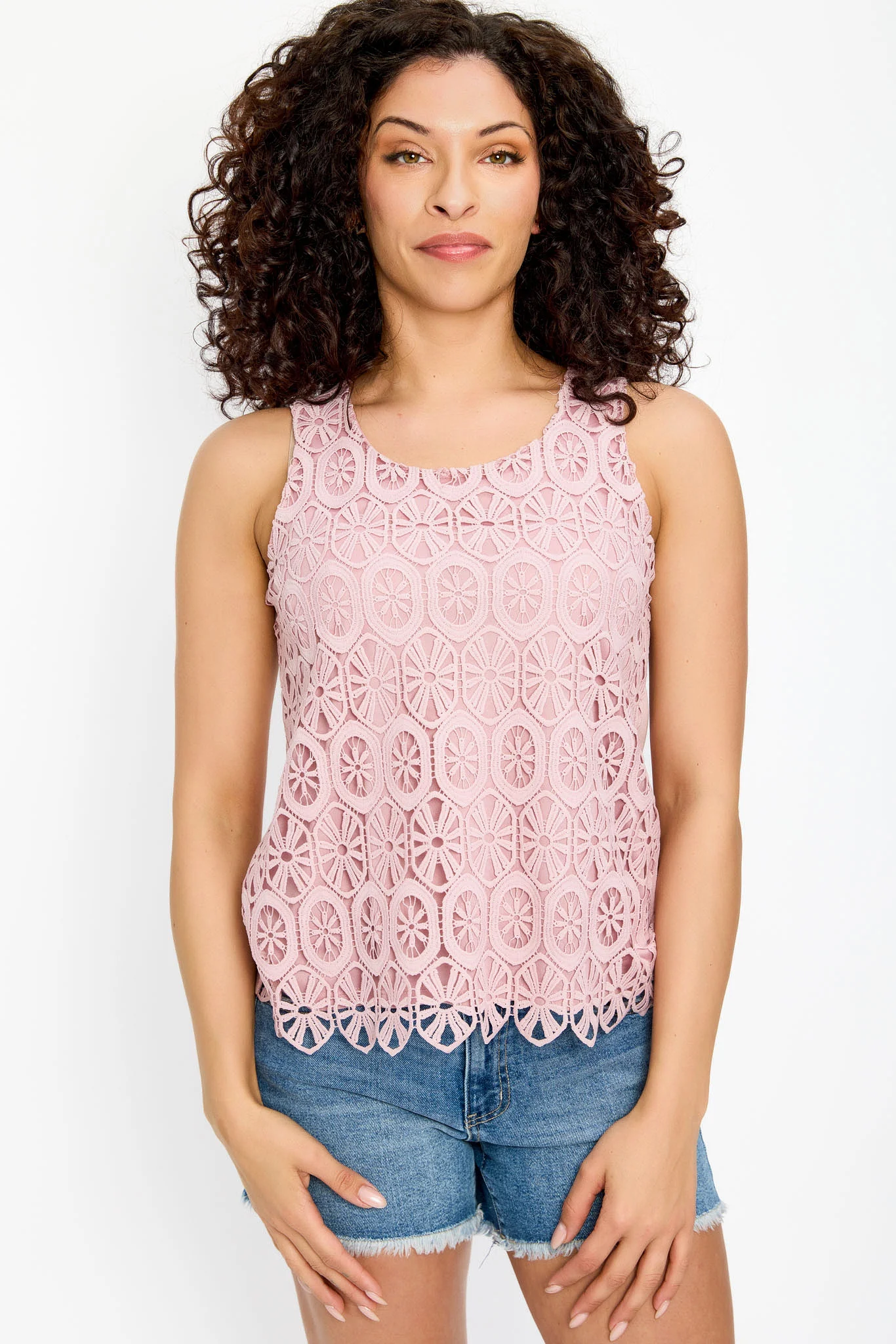 Floral Crochet Front Sleeveless Top - Image 3