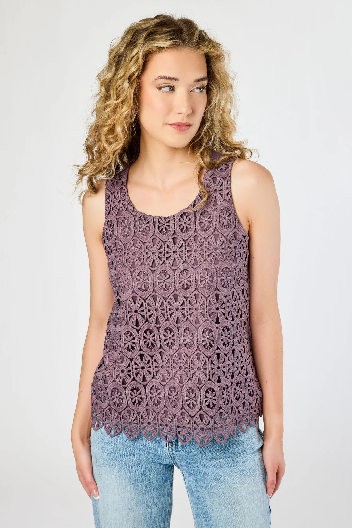 Floral Crochet Front Sleeveless Top - Image 9