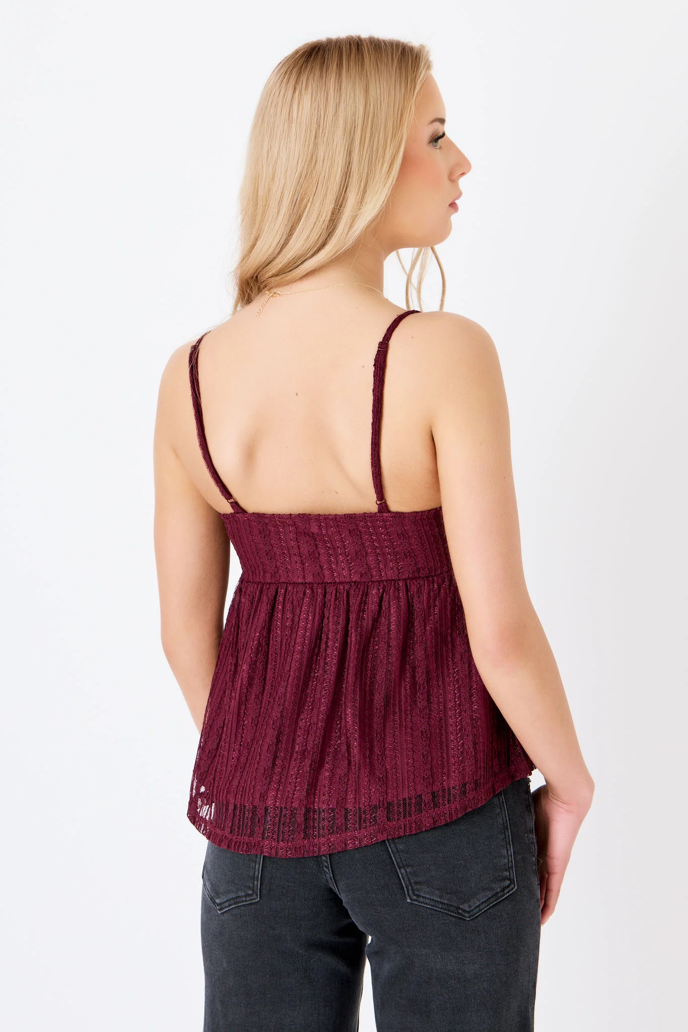 Floral Lace Spaghetti-Strap Babydoll Top - Image 6