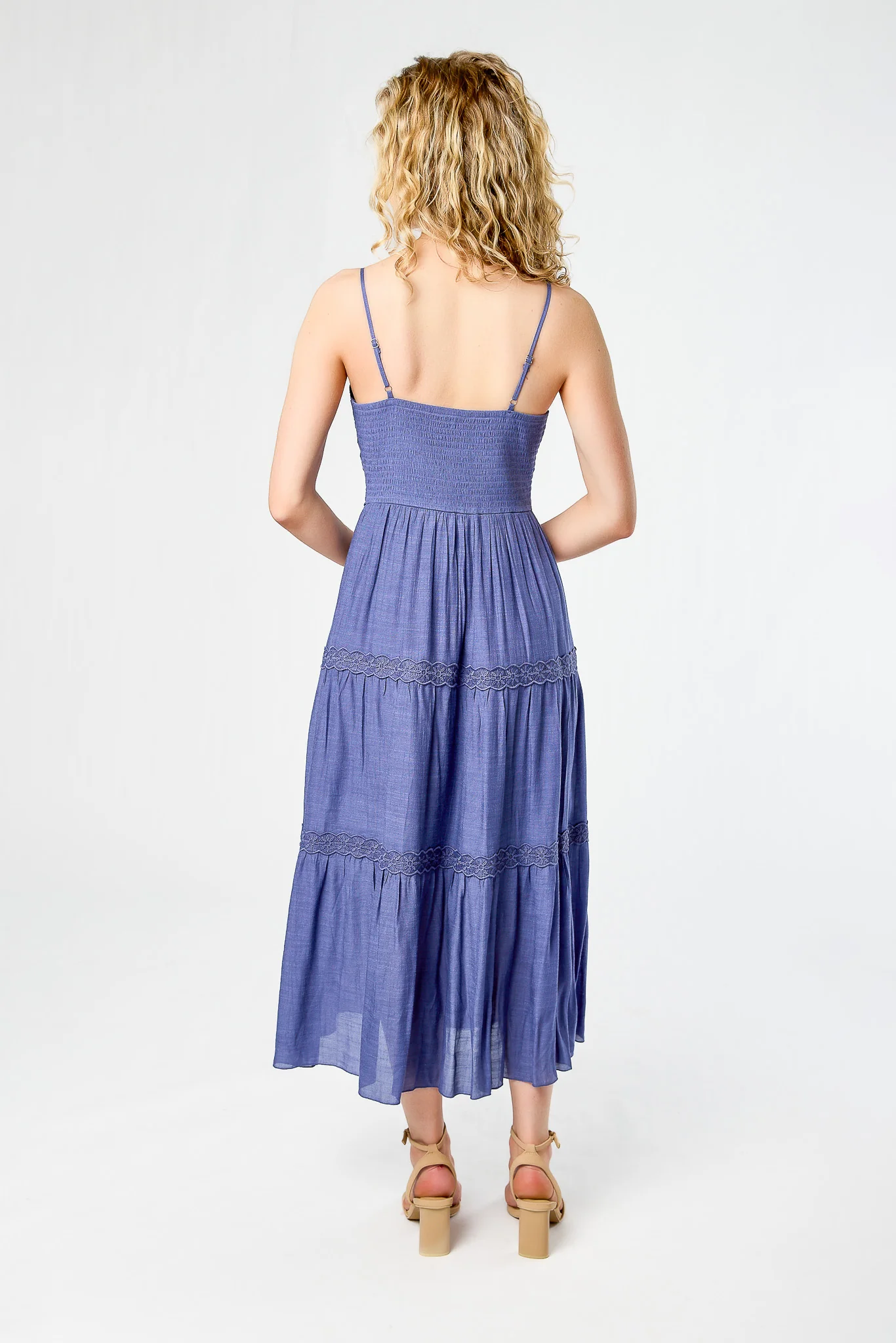 Gauze Maxi Tiered Dress with Crochet Bodice - Image 5