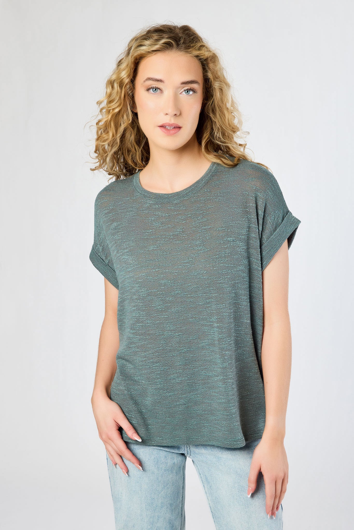 Hacci Slub Crew-Neck Short-Sleeve Top - Image 3