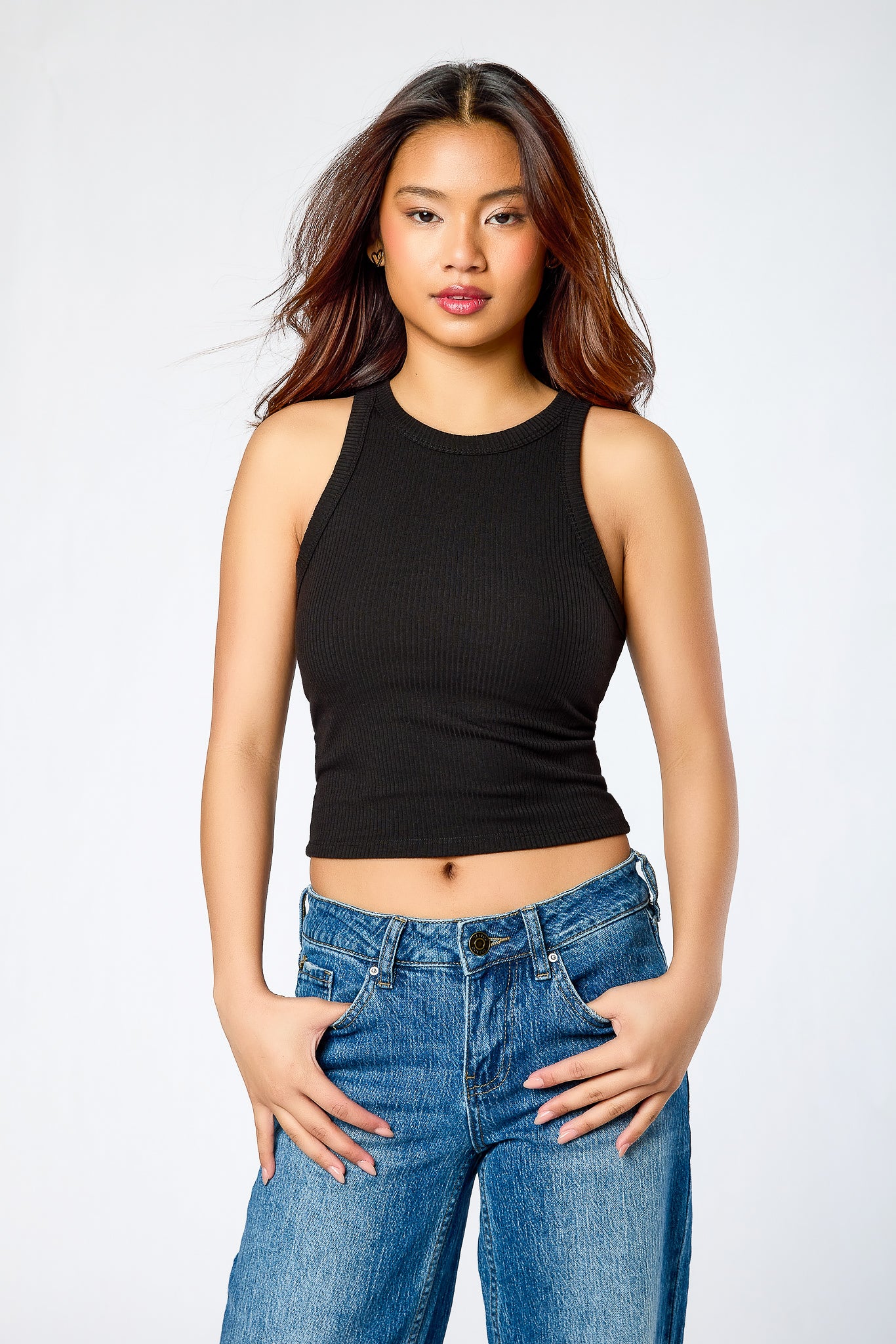 High-Neck Ribbed Crop Tank - Image 6