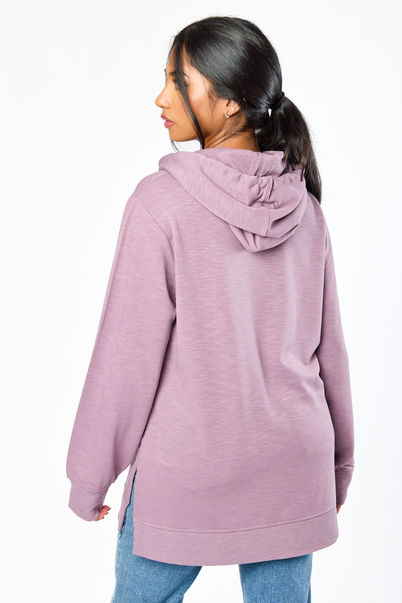 Hooded Fleece Sweatshirt with Side Slits - Image 3