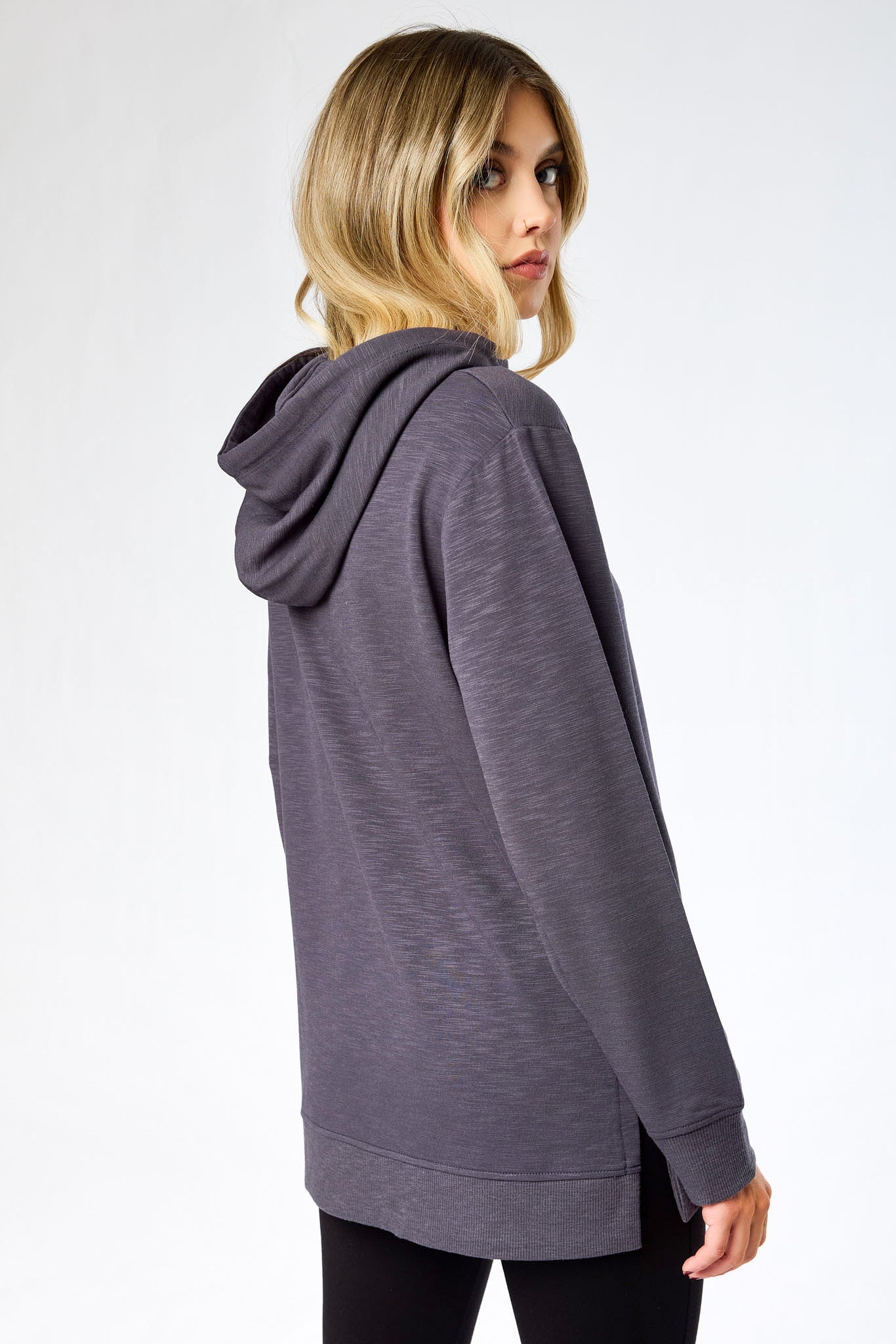 Hooded Fleece Sweatshirt with Side Slits - Image 5