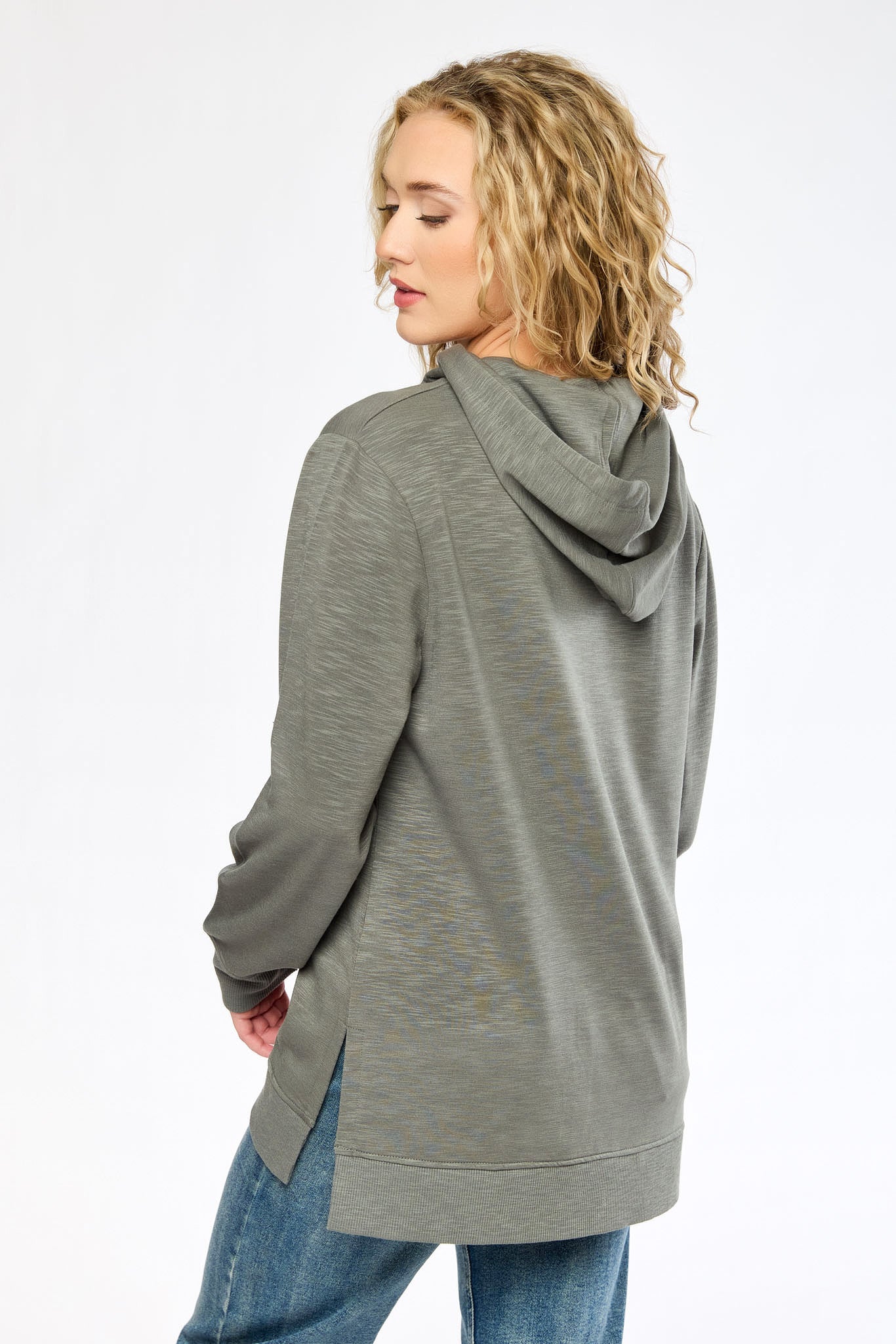 Hooded Fleece Sweatshirt with Side Slits - Image 7