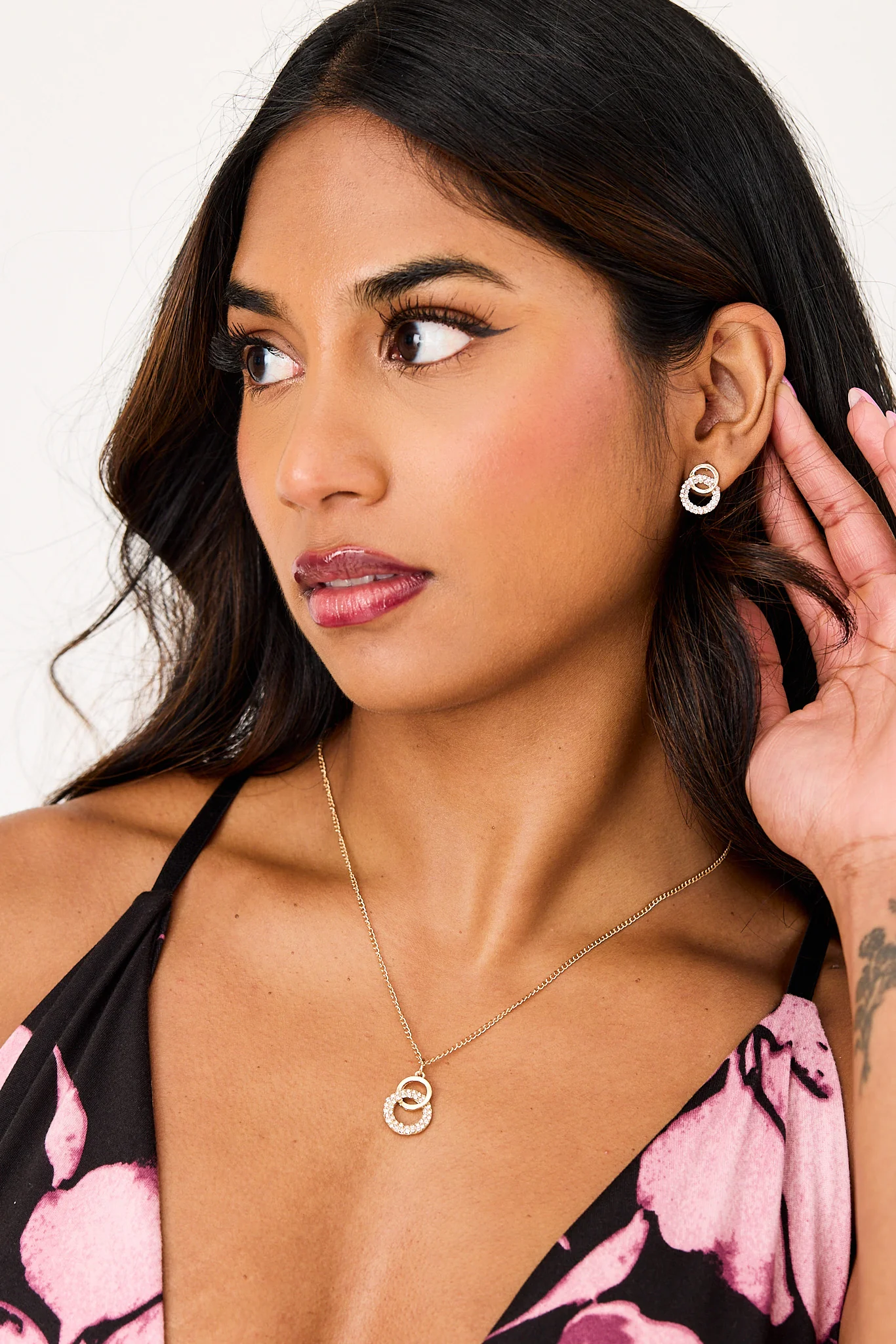 Interlocking Circle Necklace & Earring Set