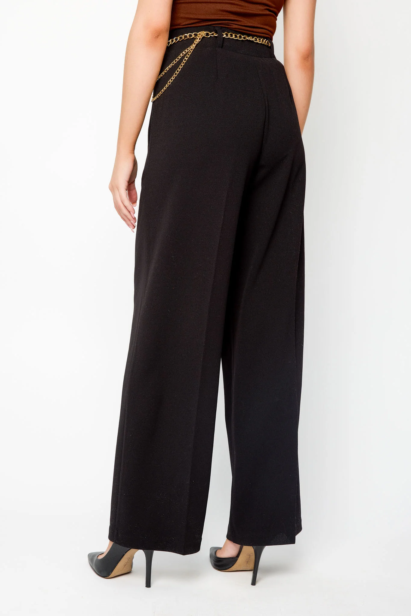 Knit Crepe High-Rise Pant with Chain-Belt - Image 3