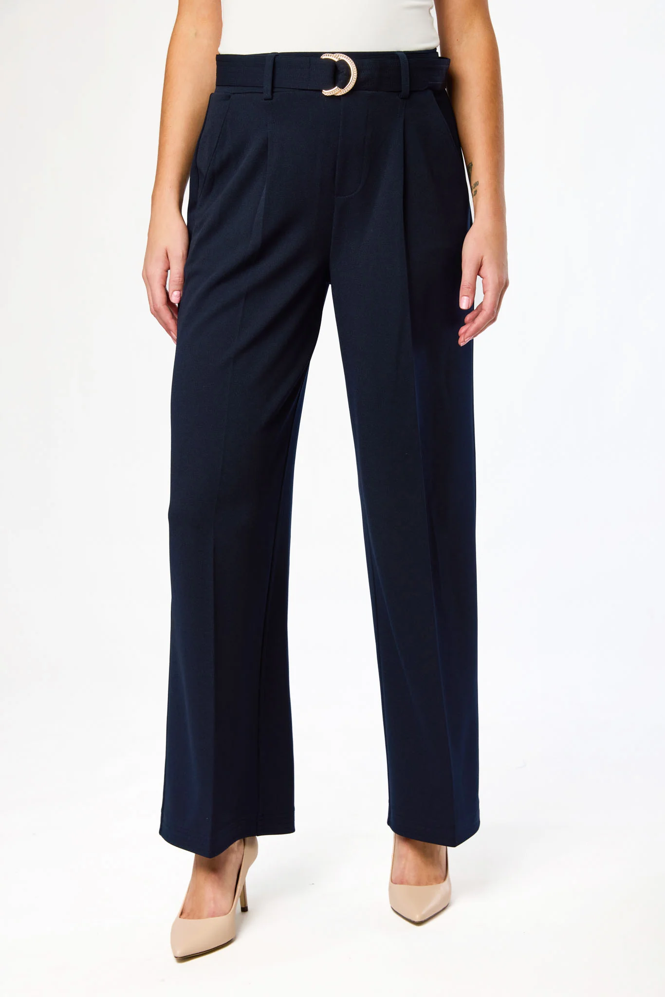 Knit Crepe Wide-Leg Pant with D-Ring Belt - Image 9