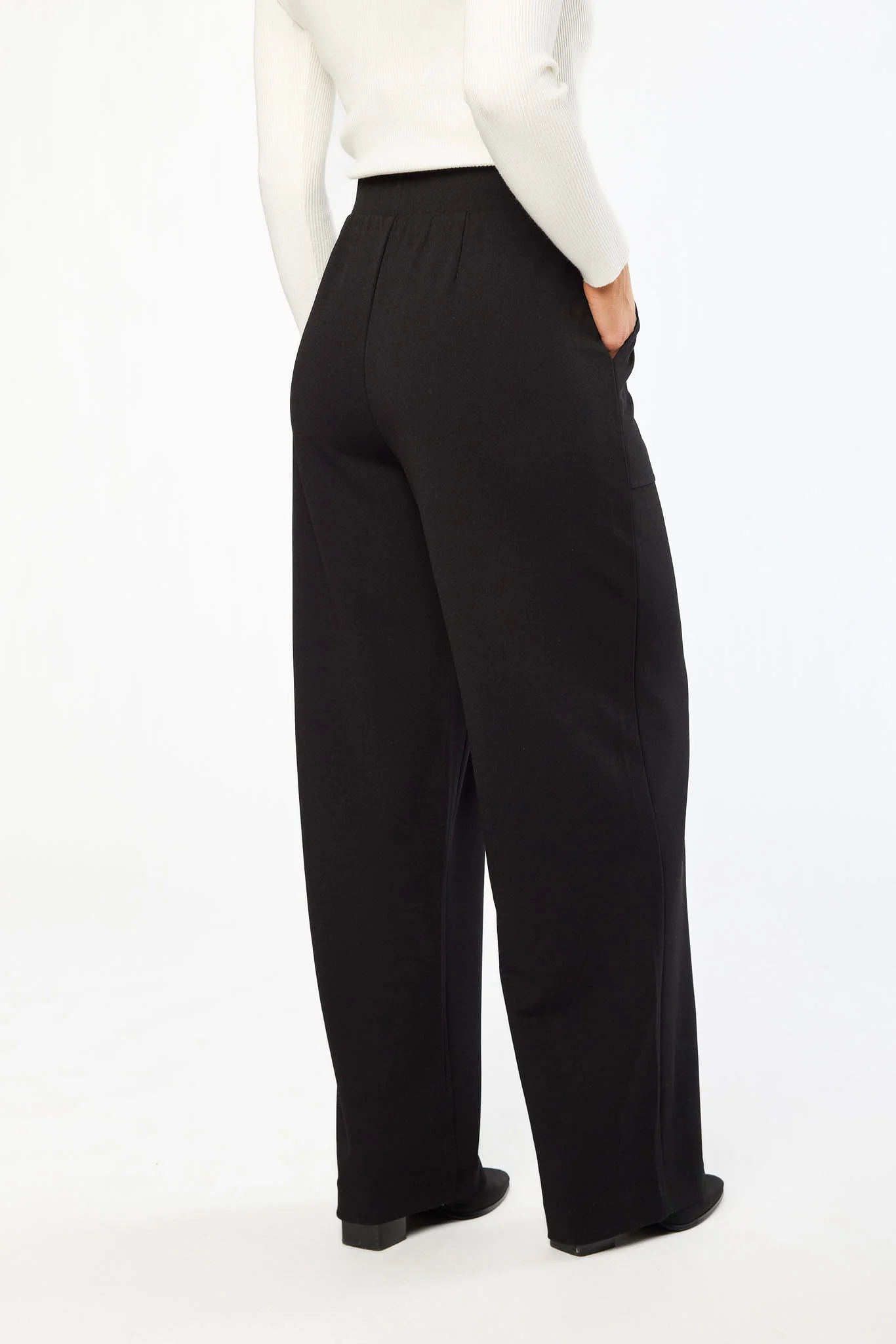 Knit Crepe Wide Leg Pant with Porkchop Pockets - Image 2