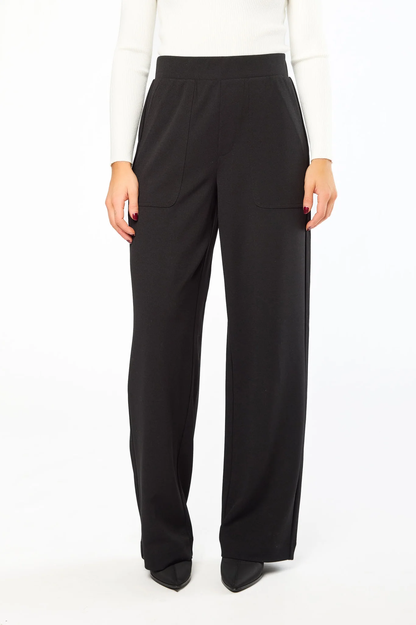 Knit Crepe Wide Leg Pant with Porkchop Pockets - Image 3