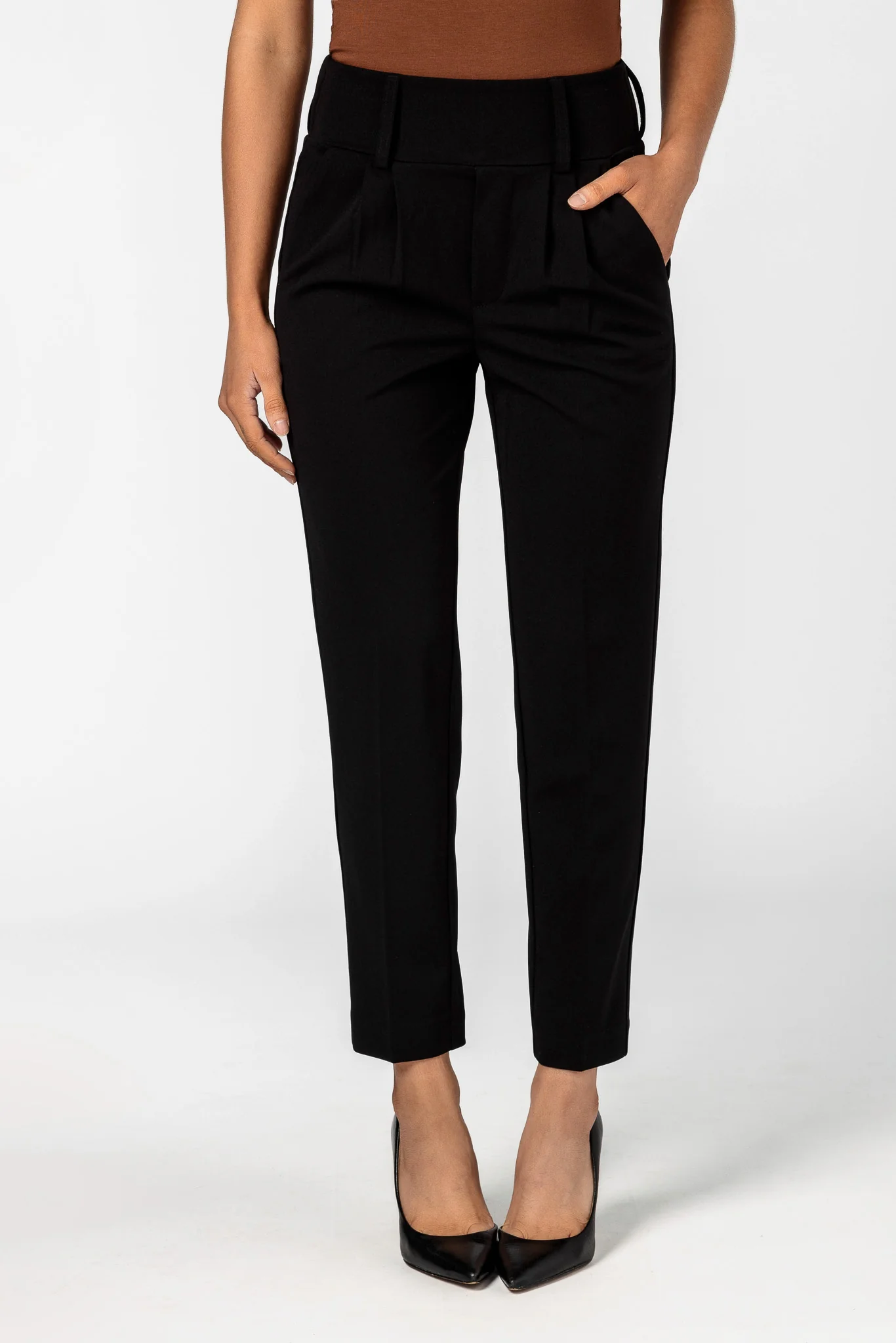 Knit Crepe Wide Waistband Trouser - Image 3
