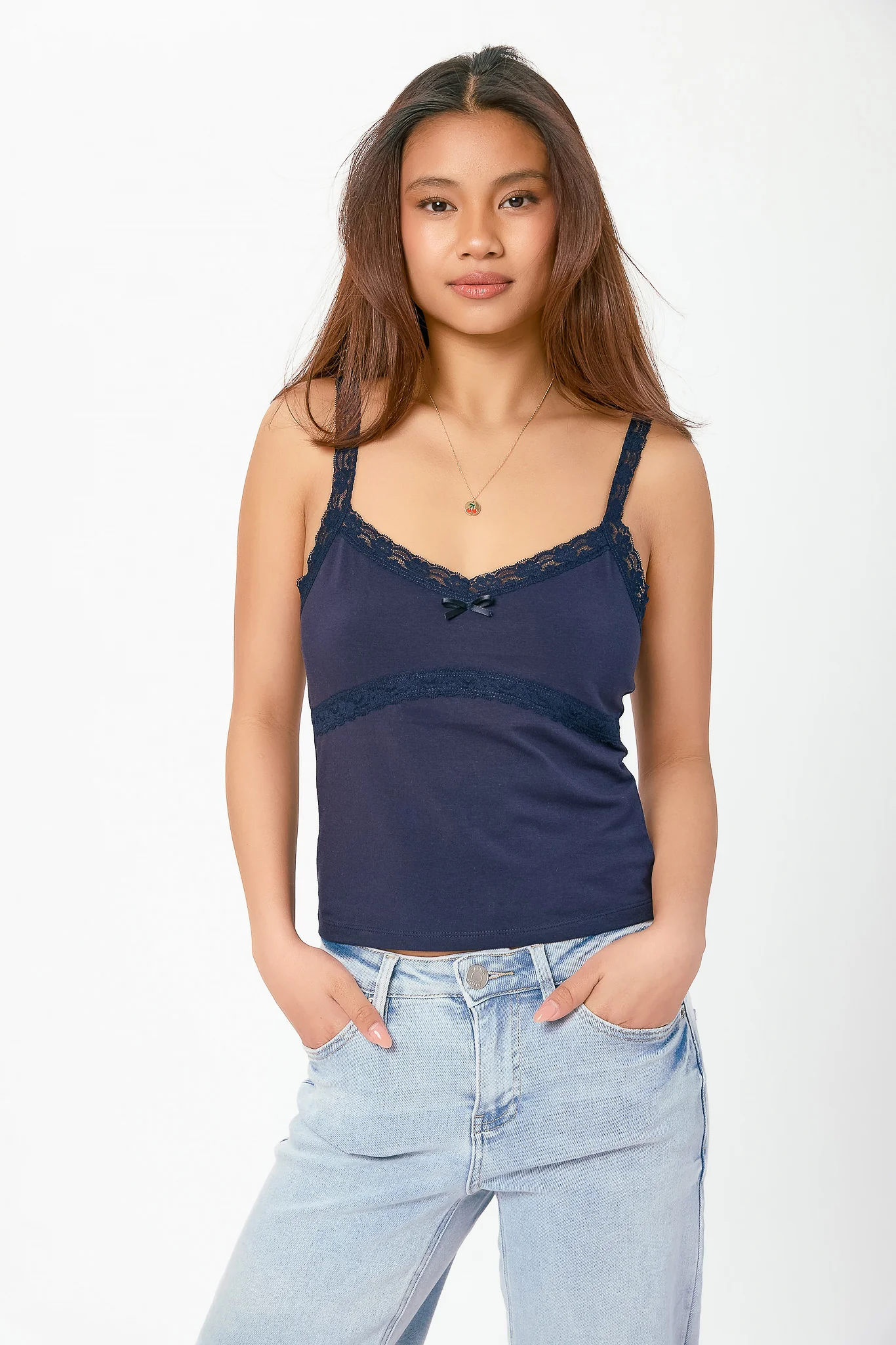 Lace Trim Cami with Bow Detail - Image 3