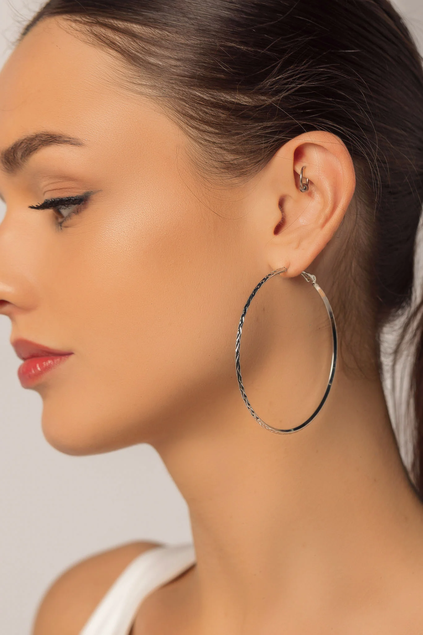 Large Textured Hoops - Image 3