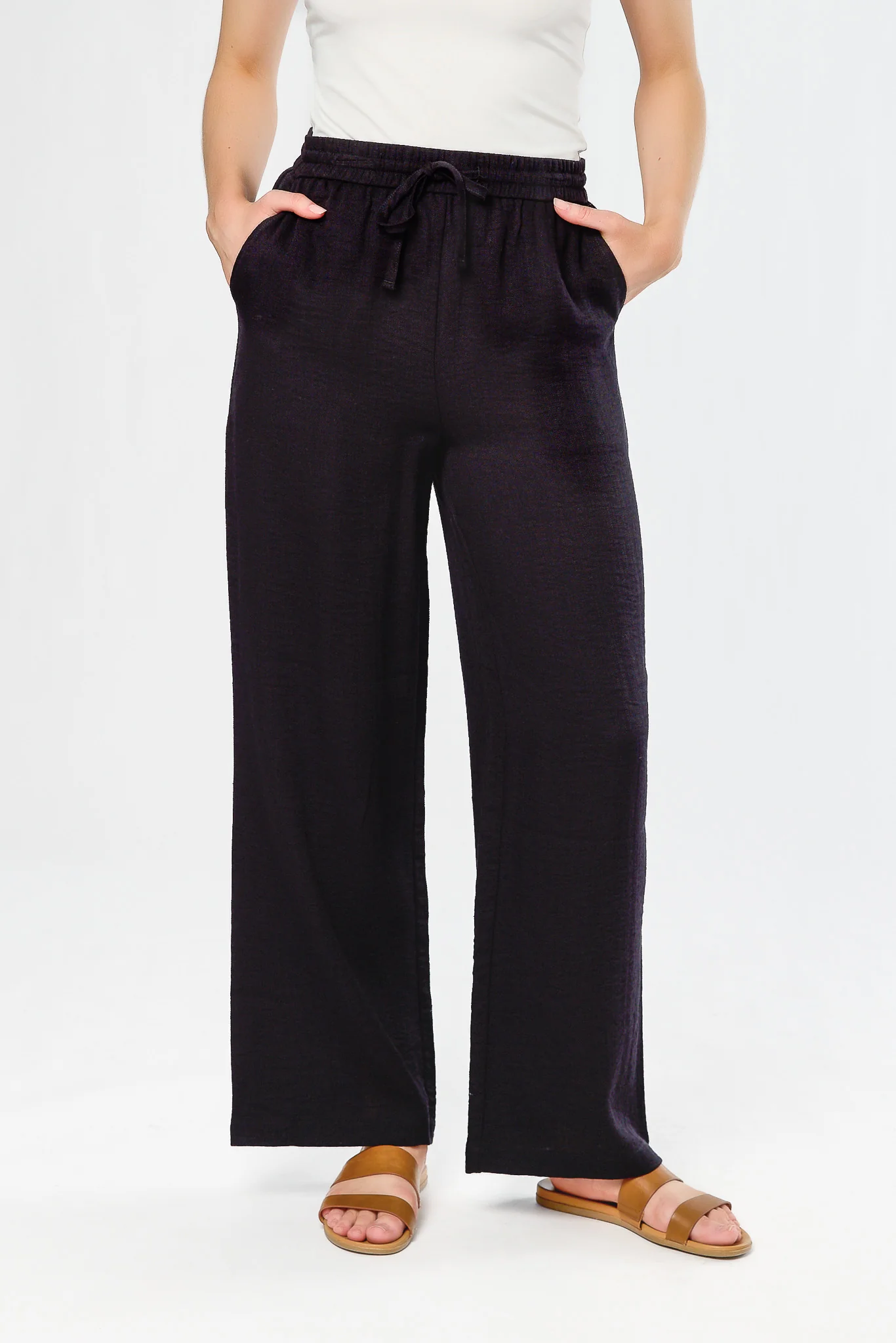 Linen-Look Palazzo Pant - Image 3