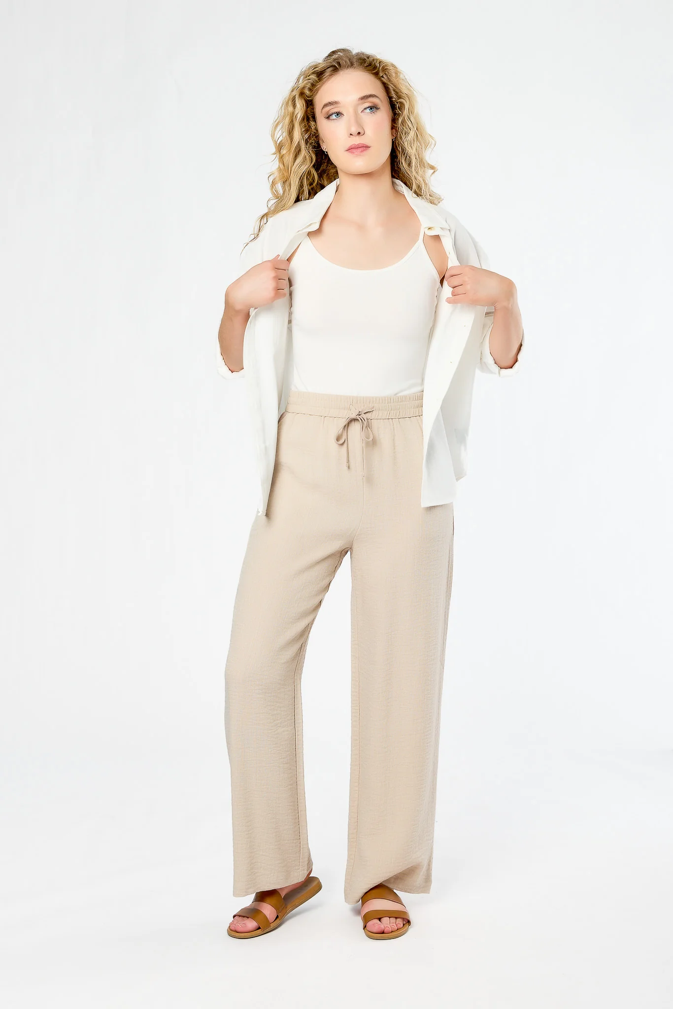 Linen-Look Palazzo Pant - Image 4