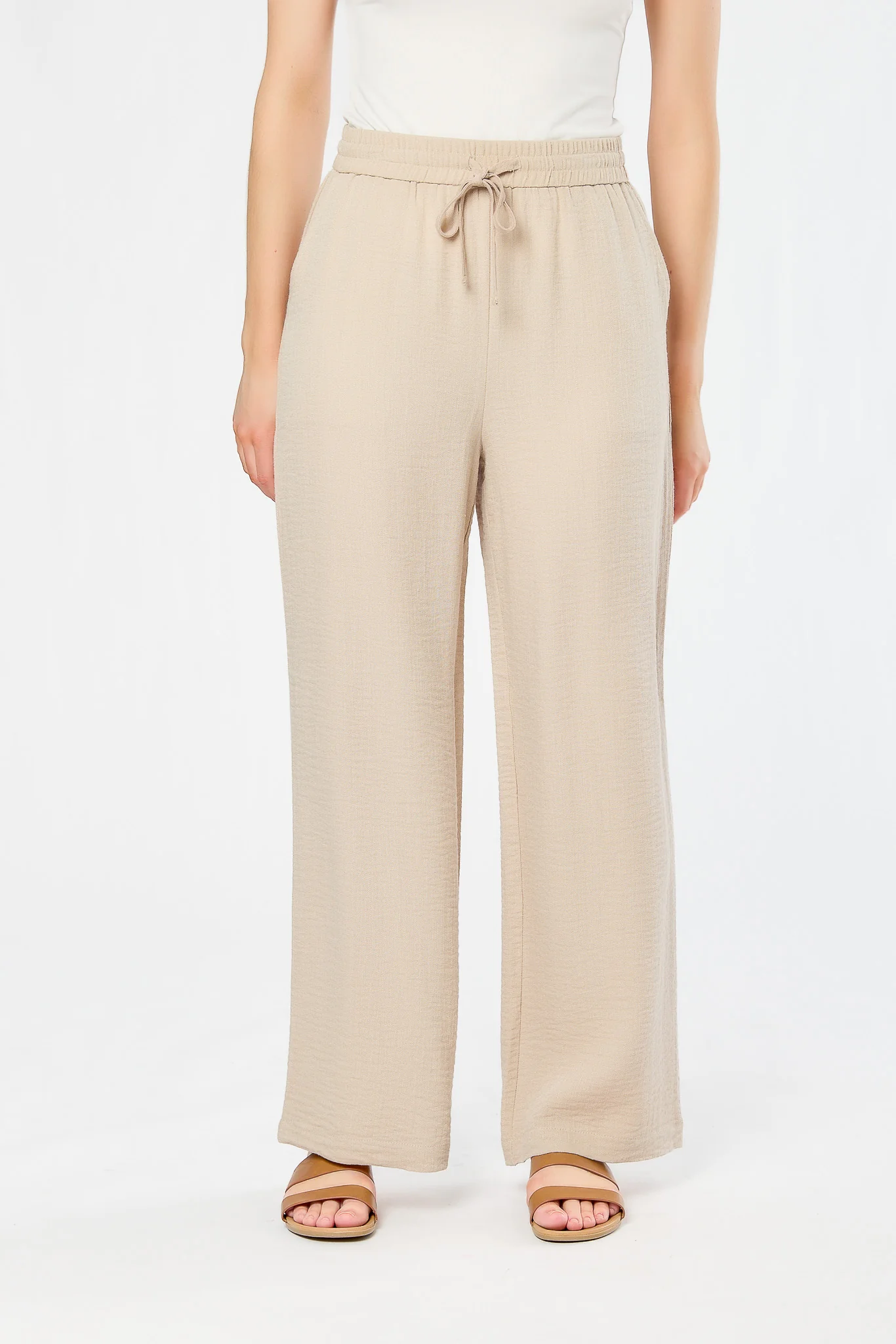 Linen-Look Palazzo Pant - Image 6