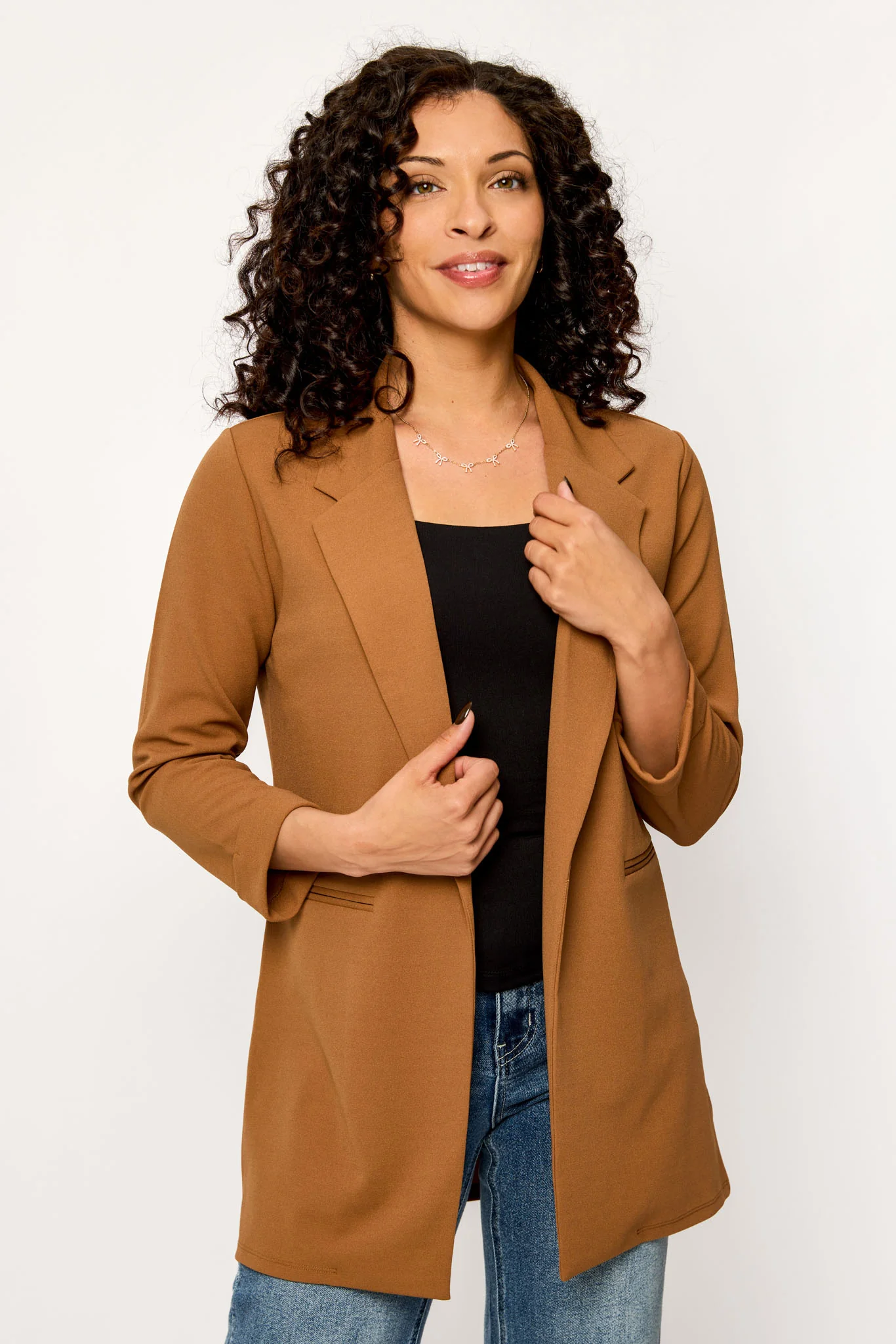 Longline Blazer with Roll-Up Sleeves - Image 5