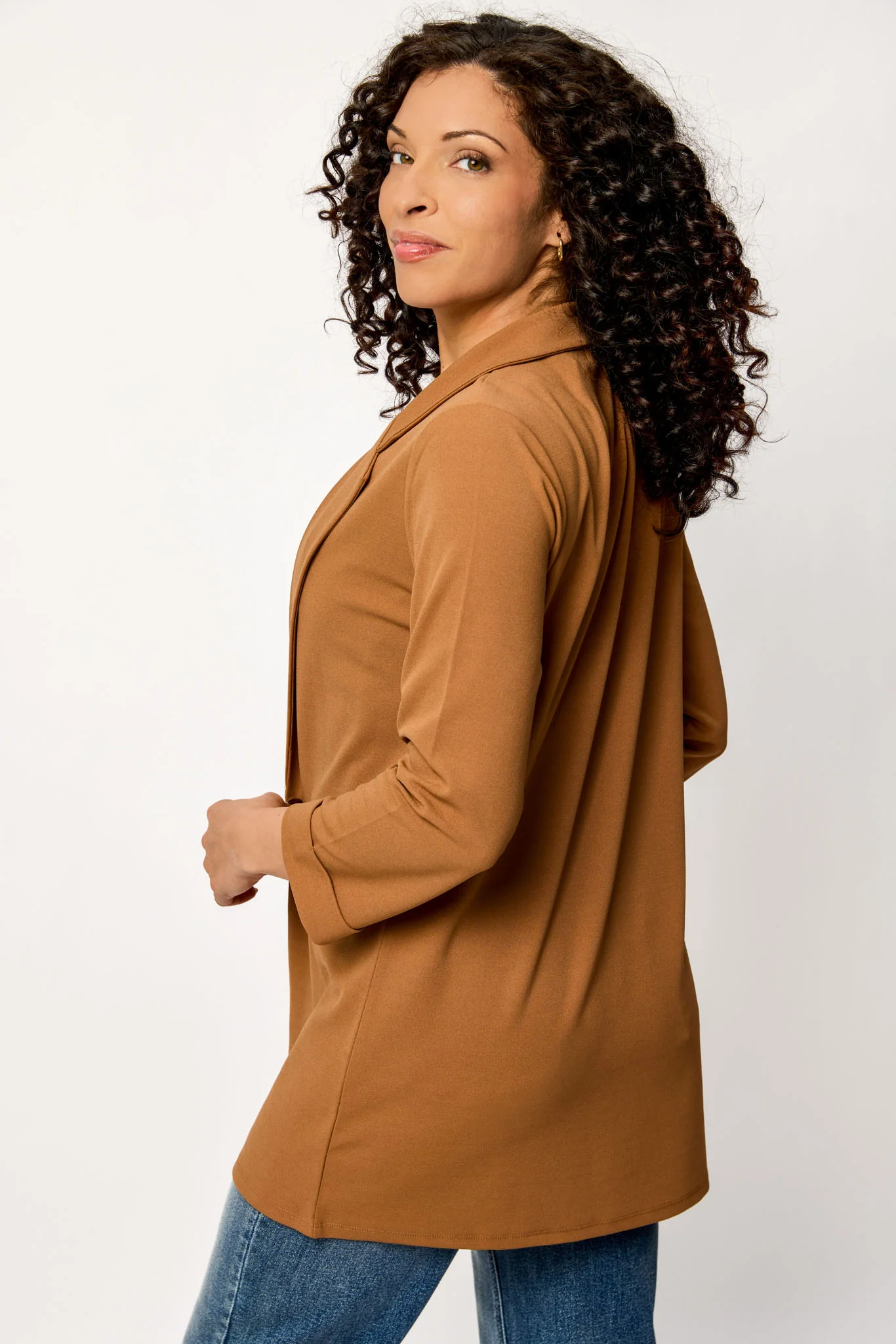 Longline Blazer with Roll-Up Sleeves - Image 6
