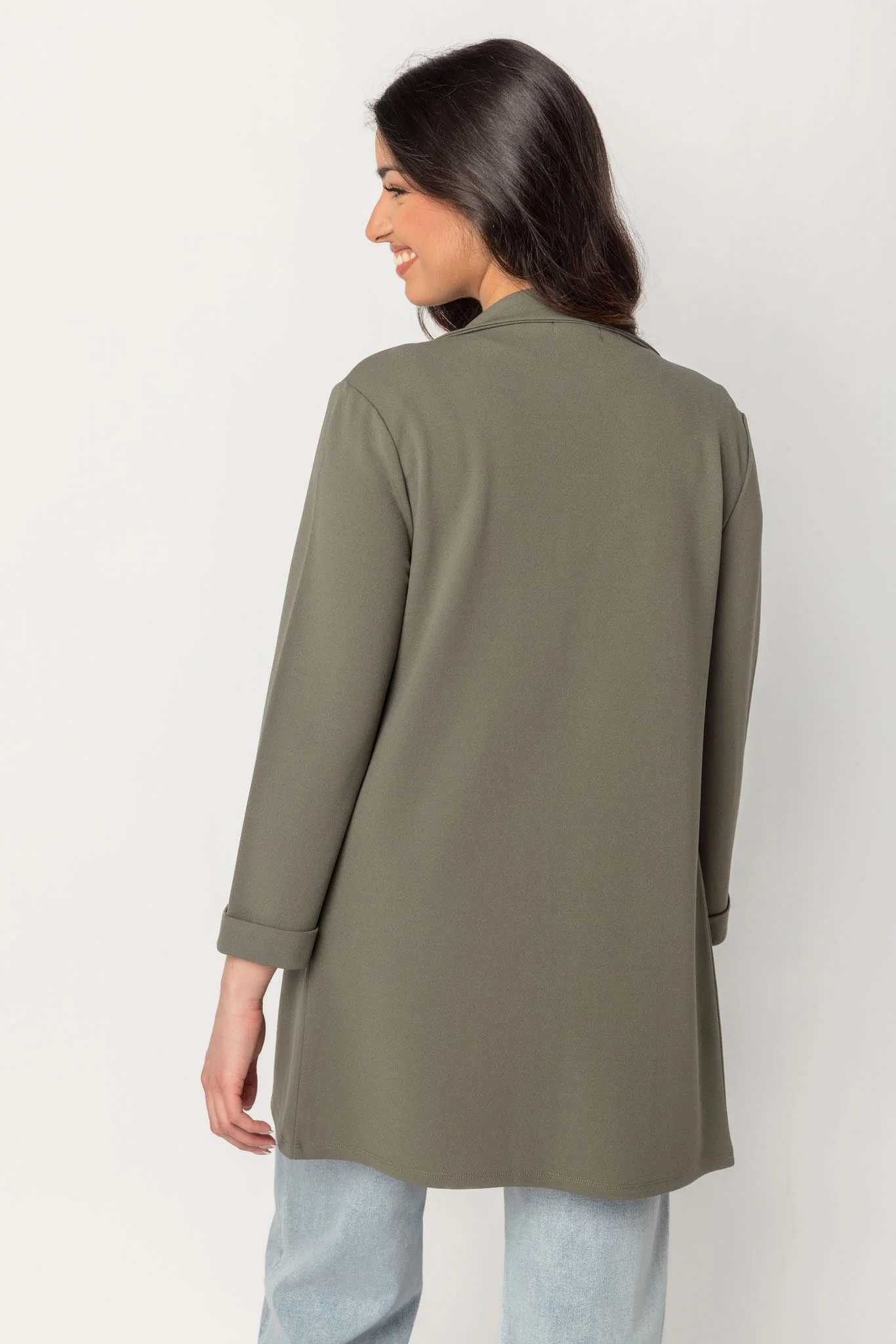 Longline Blazer with Roll-Up Sleeves - Image 8