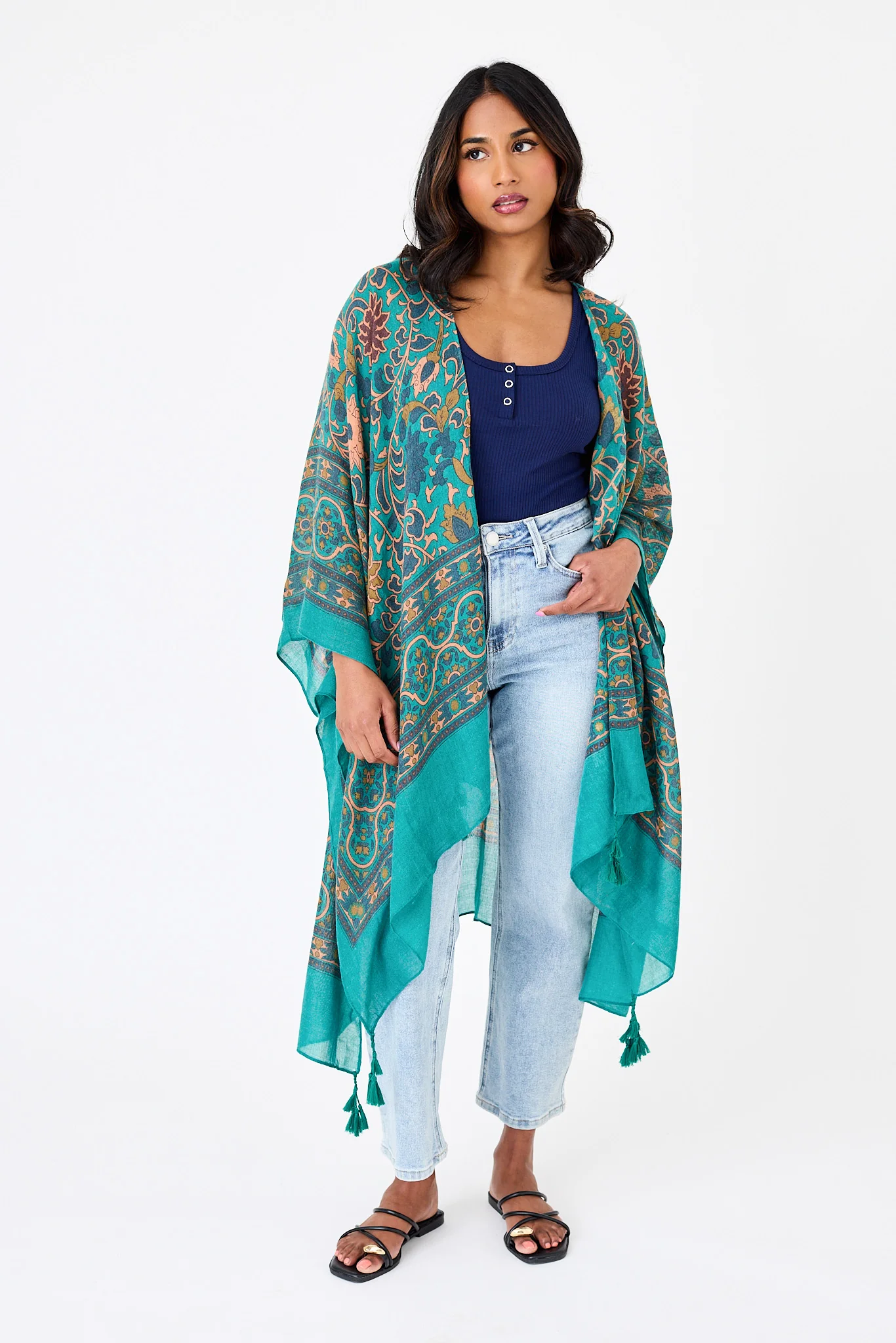 Moroccan Inspired Tapestry Tassel Kimono