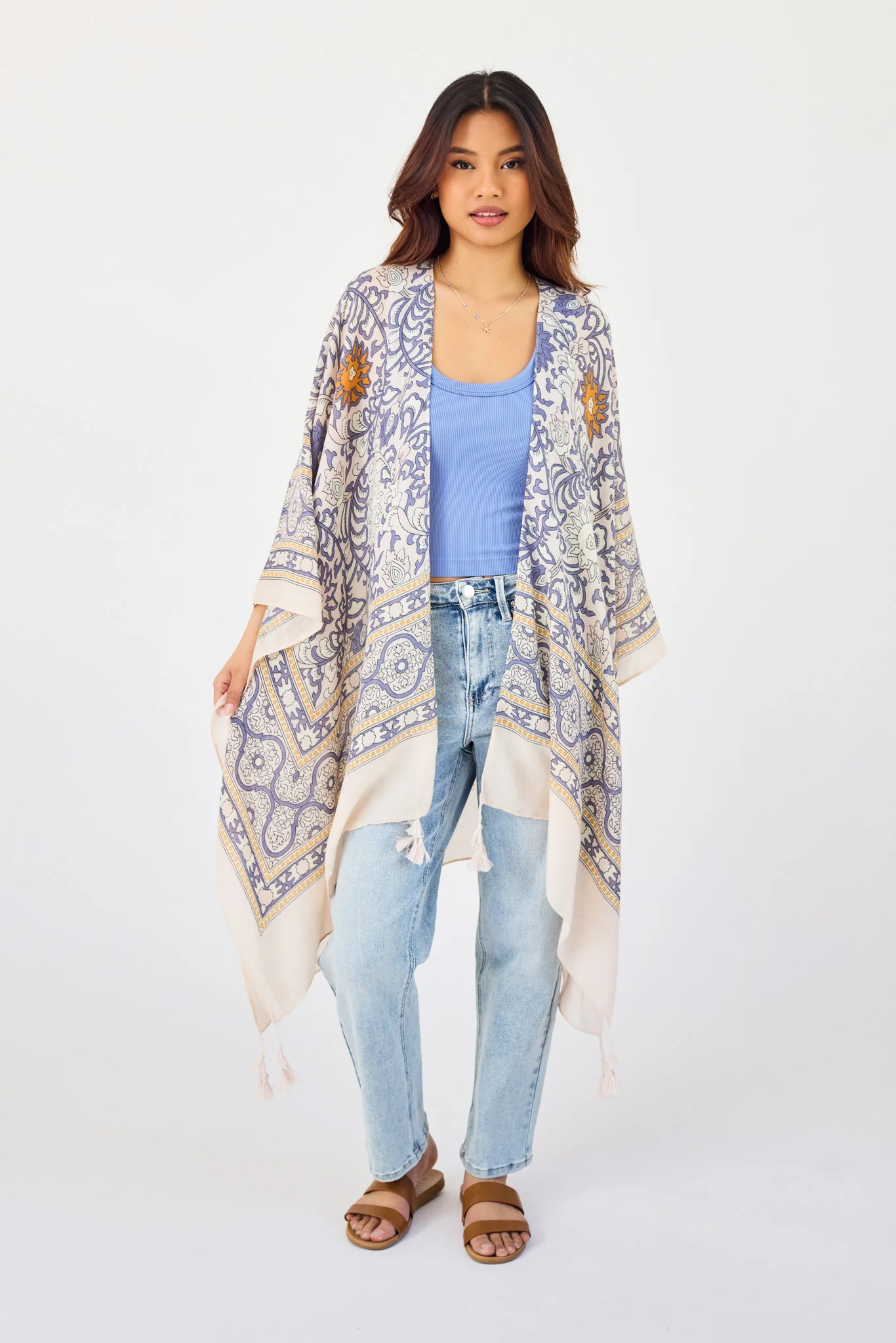 Moroccan Inspired Tapestry Tassel Kimono - Image 3