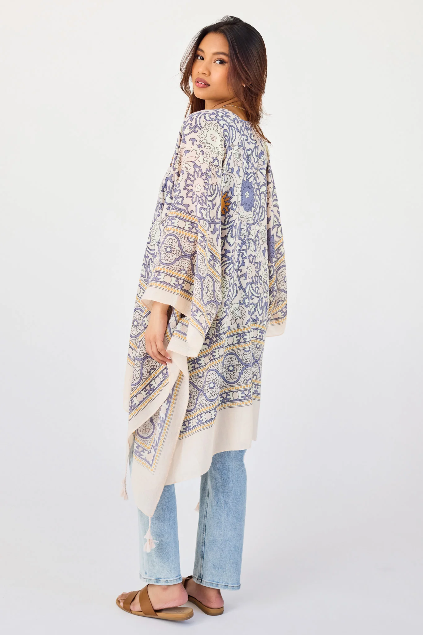 Moroccan Inspired Tapestry Tassel Kimono - Image 4