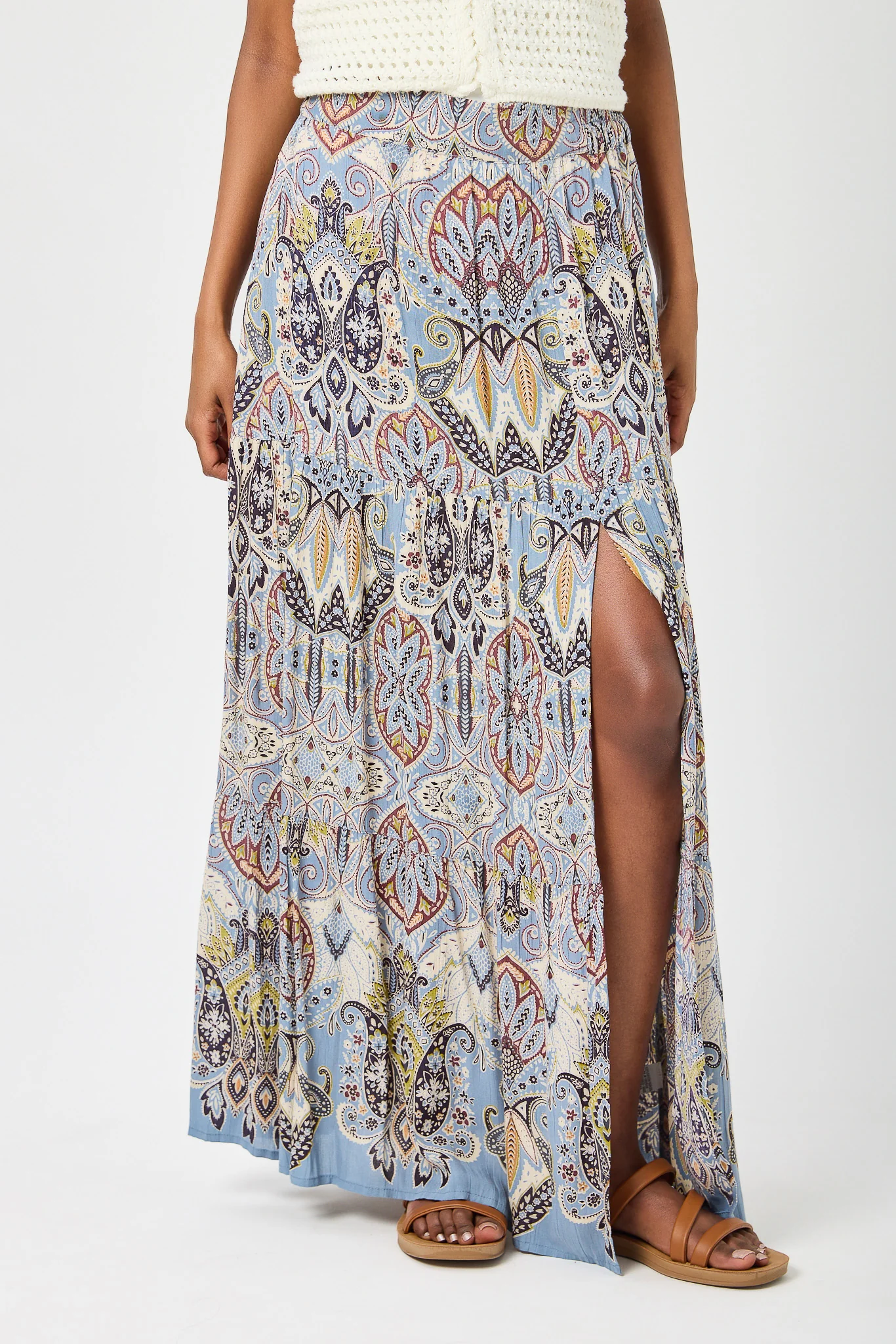 Mosaic Maxi Skirt with Slit - Image 3