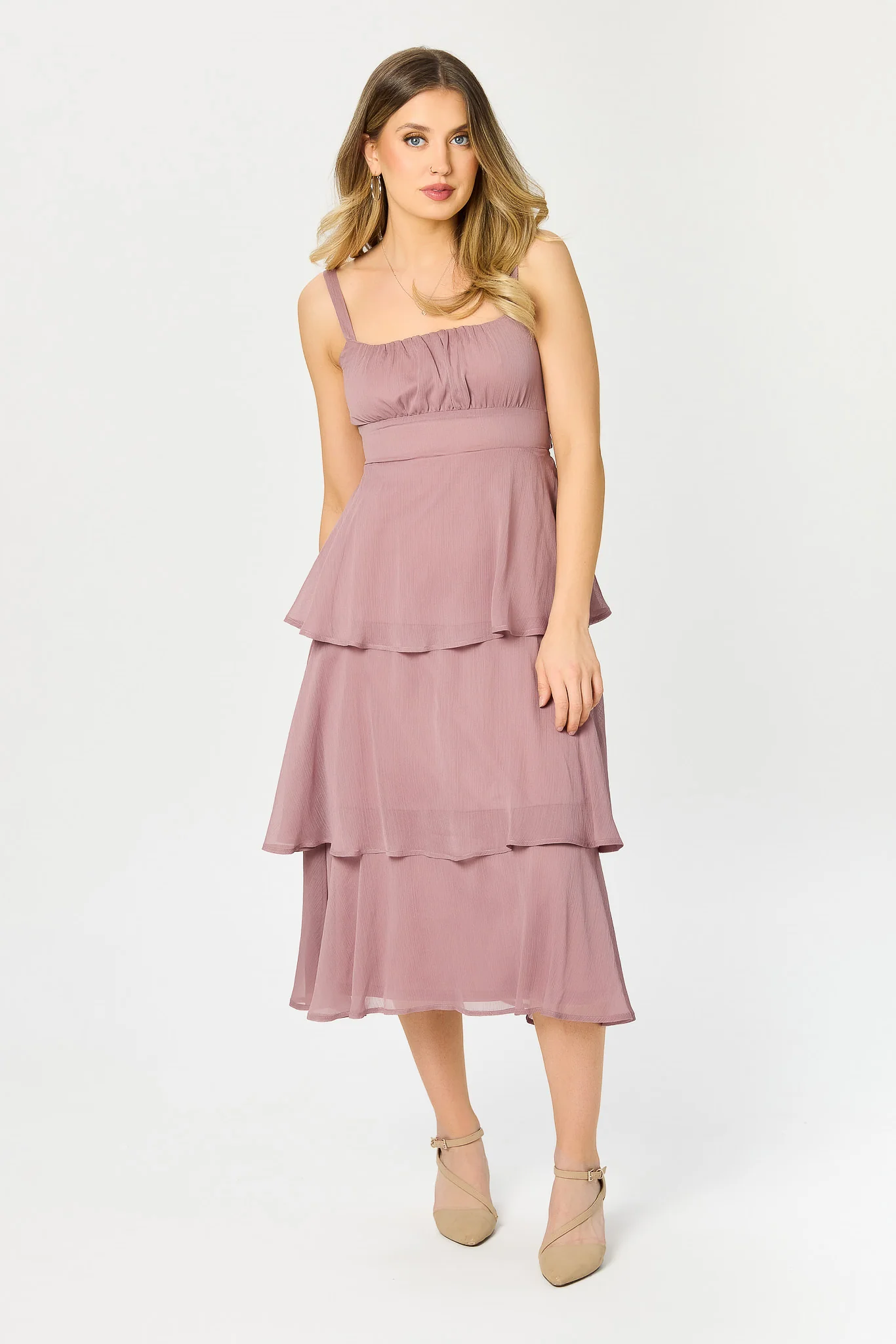 Multi-Layered Midi Dress with Tie-Back - Image 4