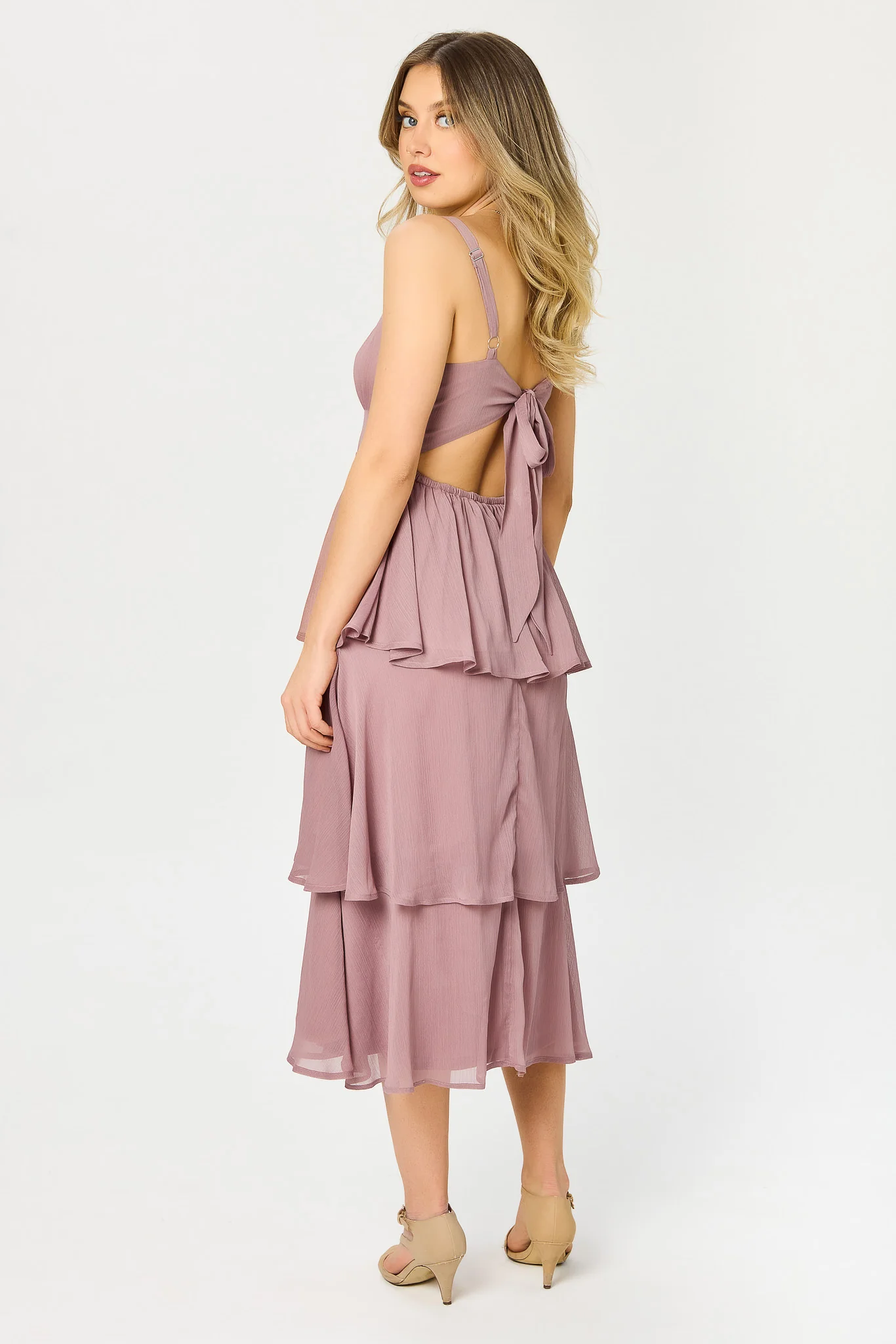 Multi-Layered Midi Dress with Tie-Back - Image 5