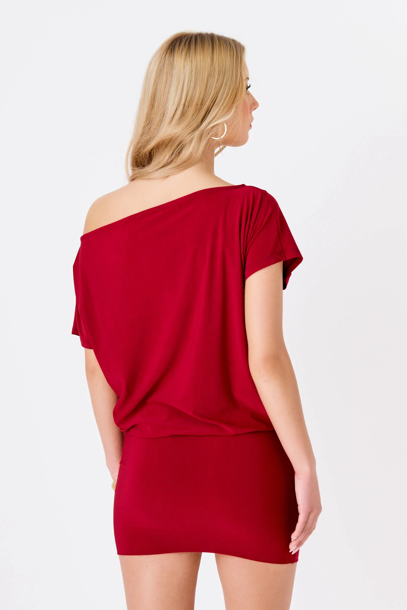 Off-The-Shoulder Dress with Banded Bottom - Image 5