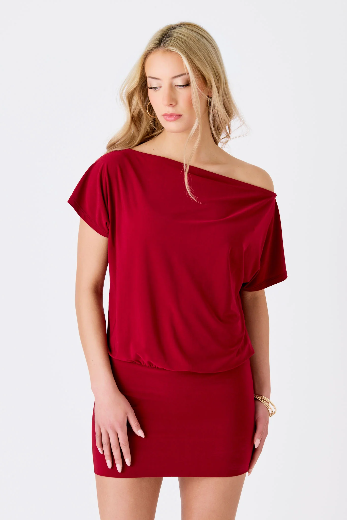 Off-The-Shoulder Dress with Banded Bottom - Image 6