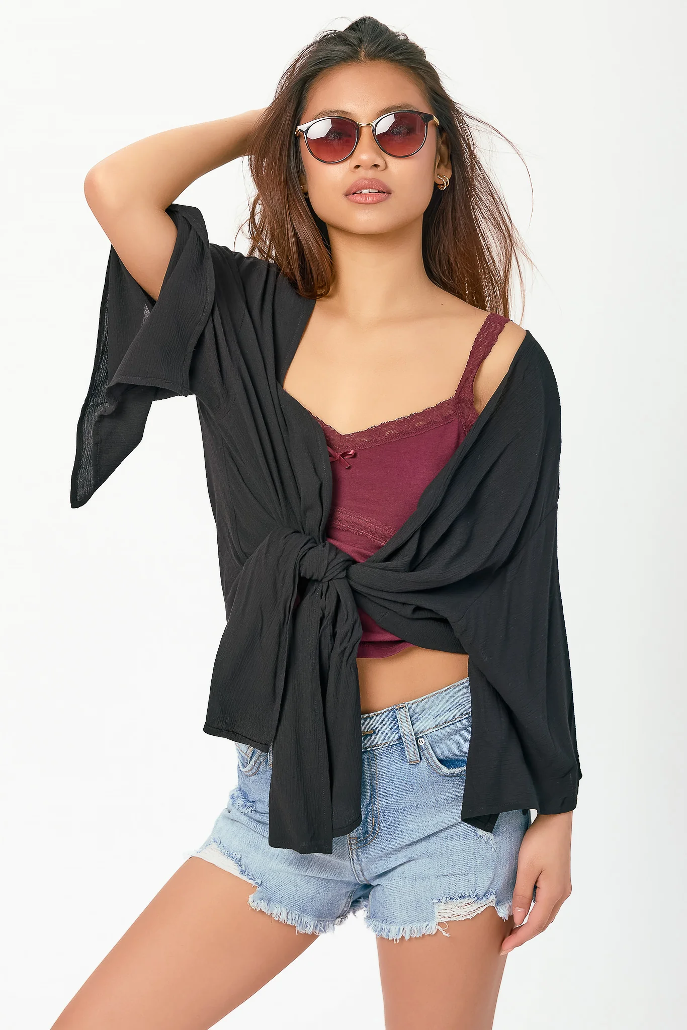Open-Front Tie Cardigan - Image 3