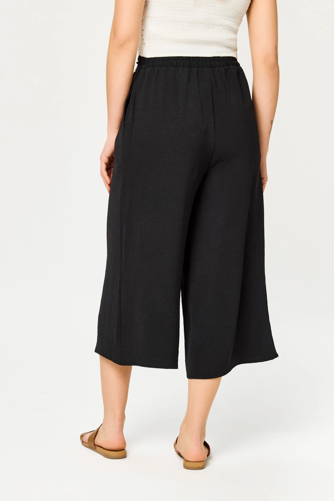 Paperbag Wide-Leg Cropped Pant with Tie-Belt - Image 2