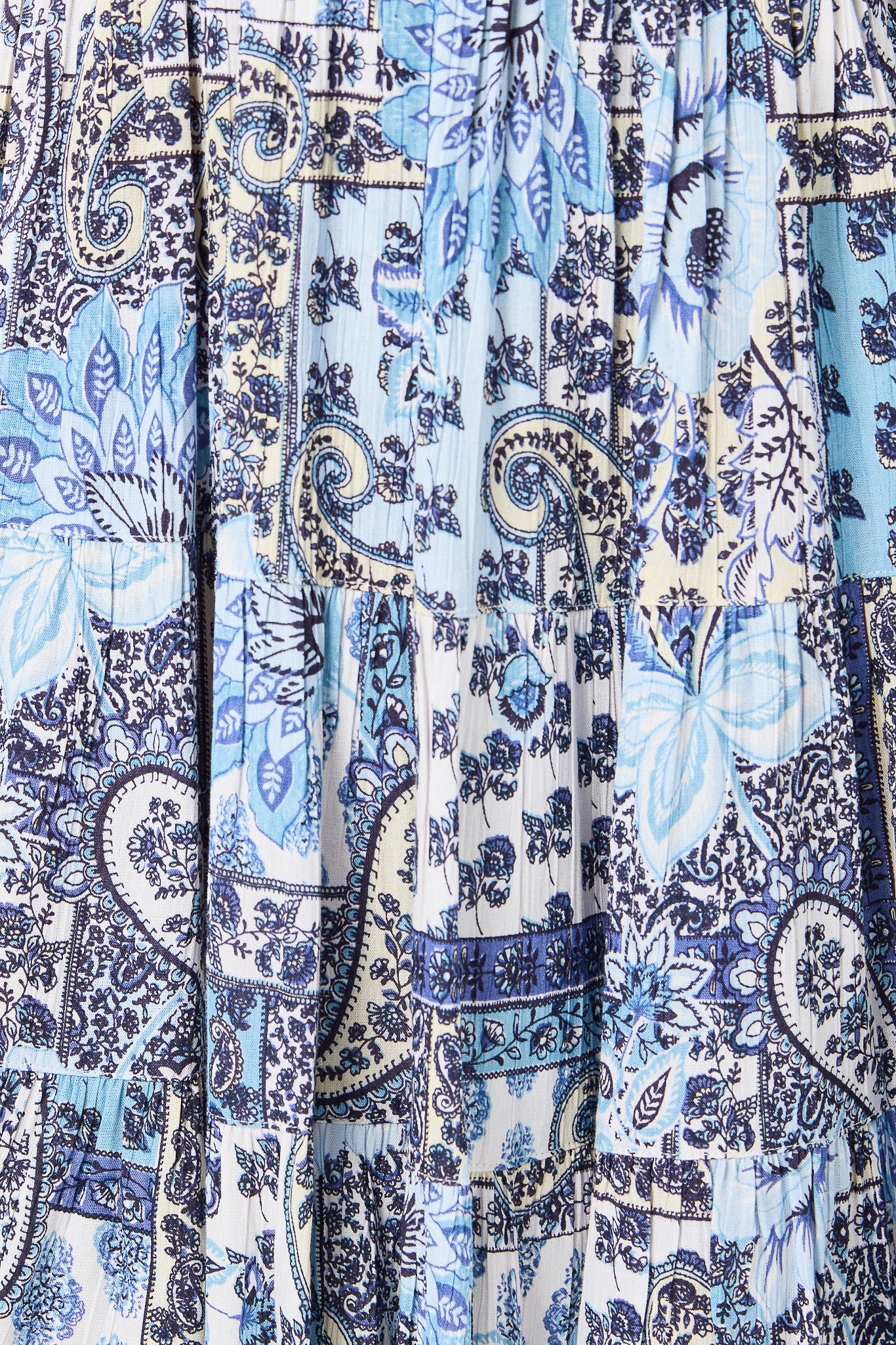 Patchwork Print Bell-Sleeve Smocked Babydoll Dress - Image 3